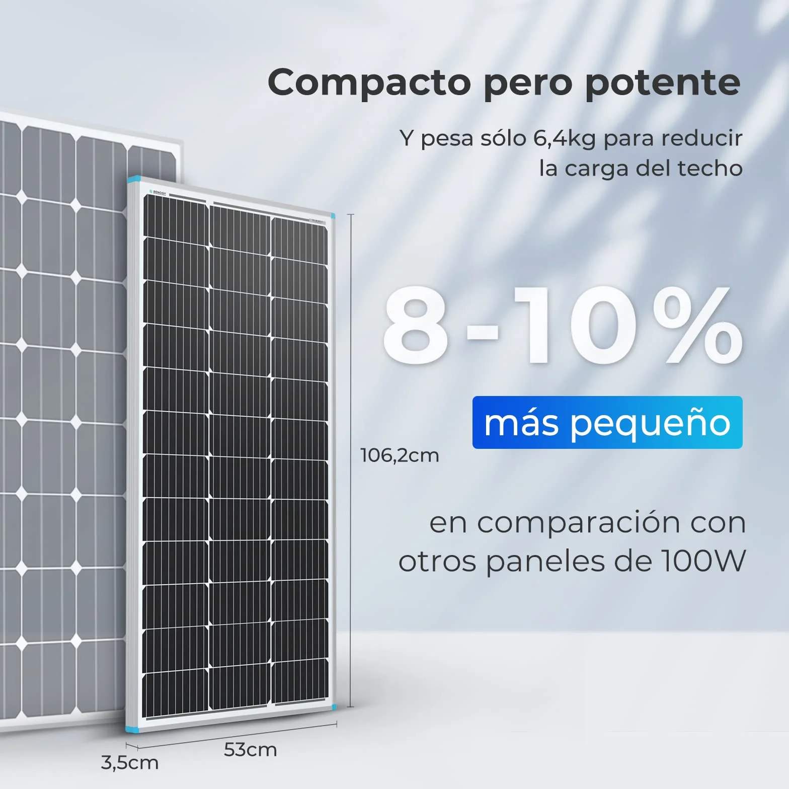Renogy 2 X Placa Solar 100W 12V (200W), para Casa, para Furgoneta Coche Autocaravana Camping, Módulo Monocristalino para Cargar Batería