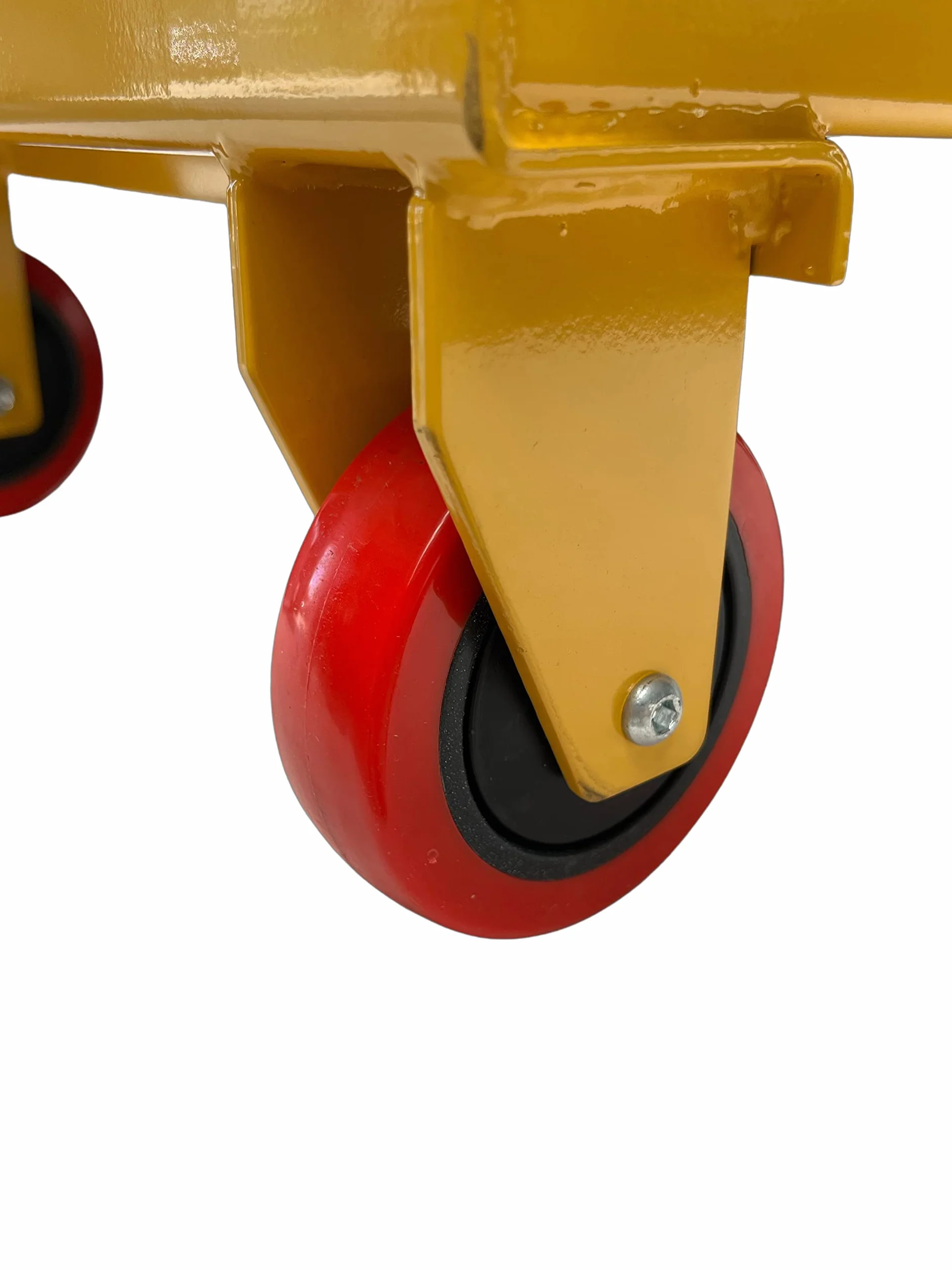 Kraftwelle Plataforma de elevación hidráulica con capacidad de carga de 150 kg, carretilla elevadora móvil con patas de tijera, carretilla de plataforma con 4 ruedas de poliamida amarillas