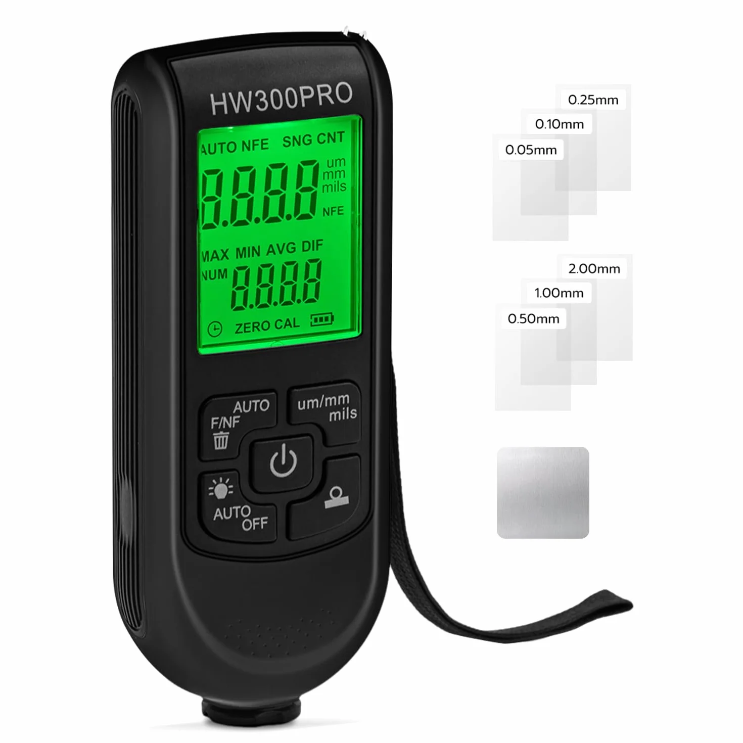 Digital Medidor de Espesor de Revestimientos 0-2000 µm Portátil para Auto Negro