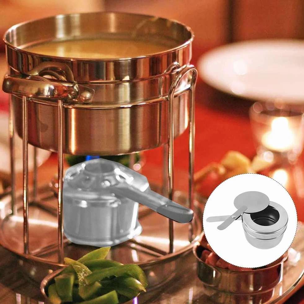 Mini Estufa de Alcohol con Tapa Quemador de Fondue para Camping Cocina 2 PCS