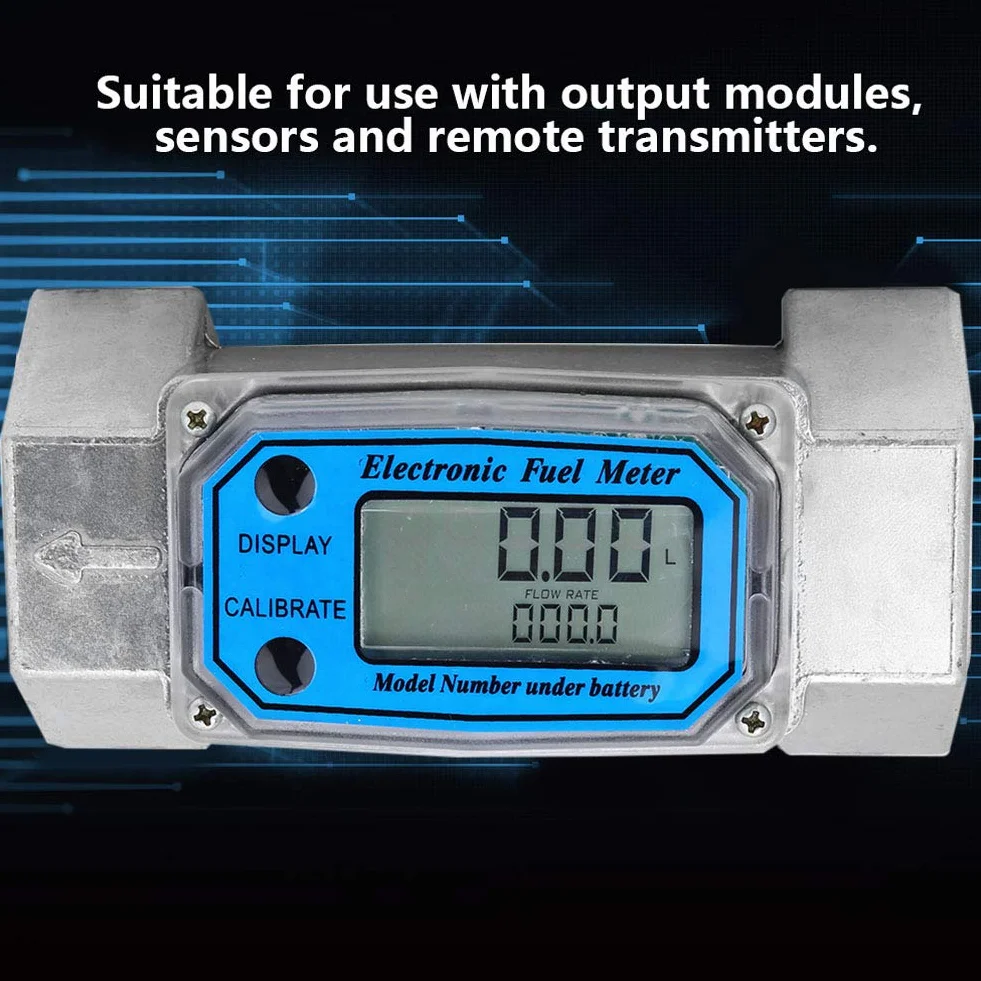 Medidor de Flujo de Turbina Electrónico Digital de Aluminio 15-120L 1.5 Pulgadas NPT