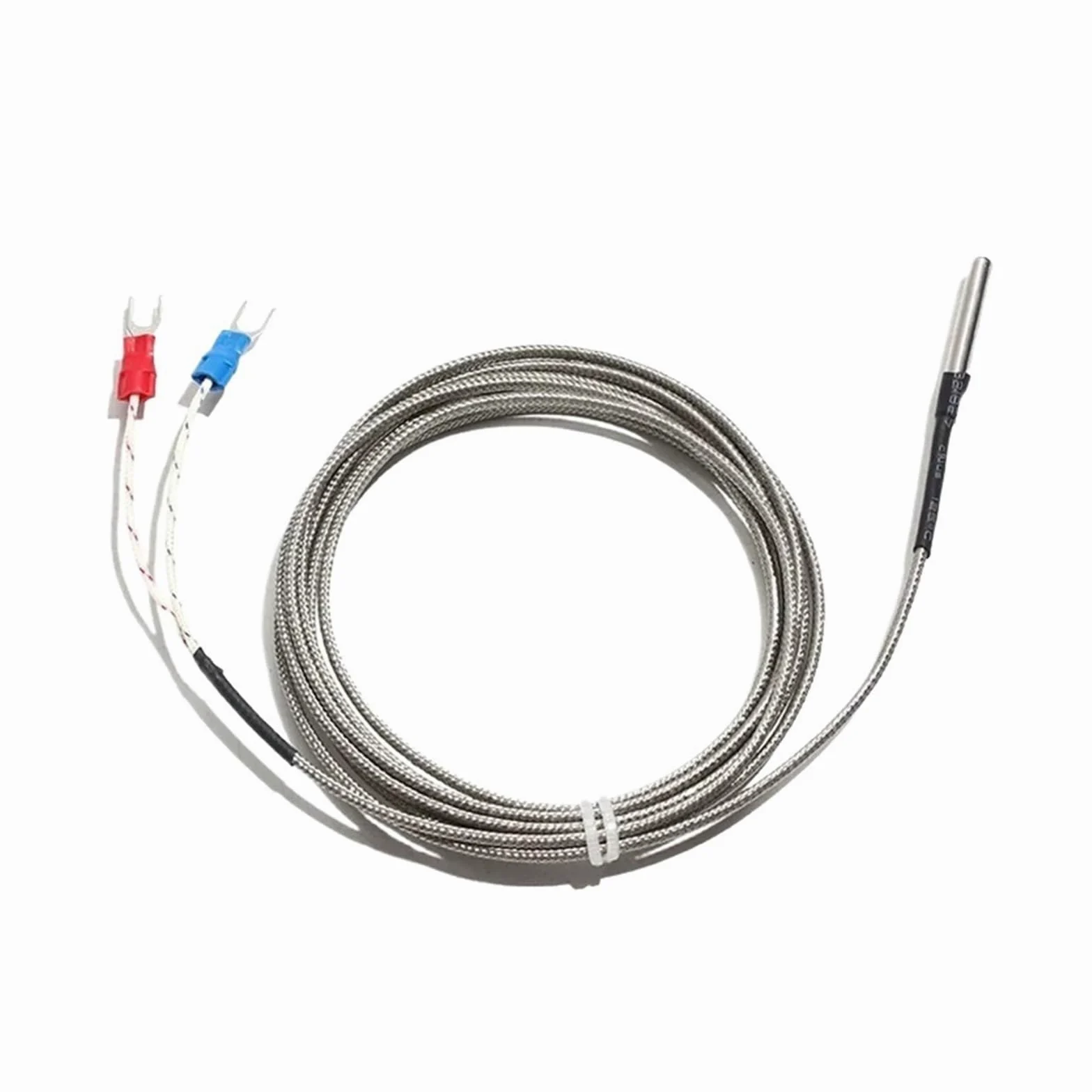 Termopar de prueba de temperatura de acero inoxidable tipo KJ PT100, sonda del Sensor de 4x30MM, cable de PTFE blindado de 1M, 2M, 3, 5M(PT100,Cable Length 5m)