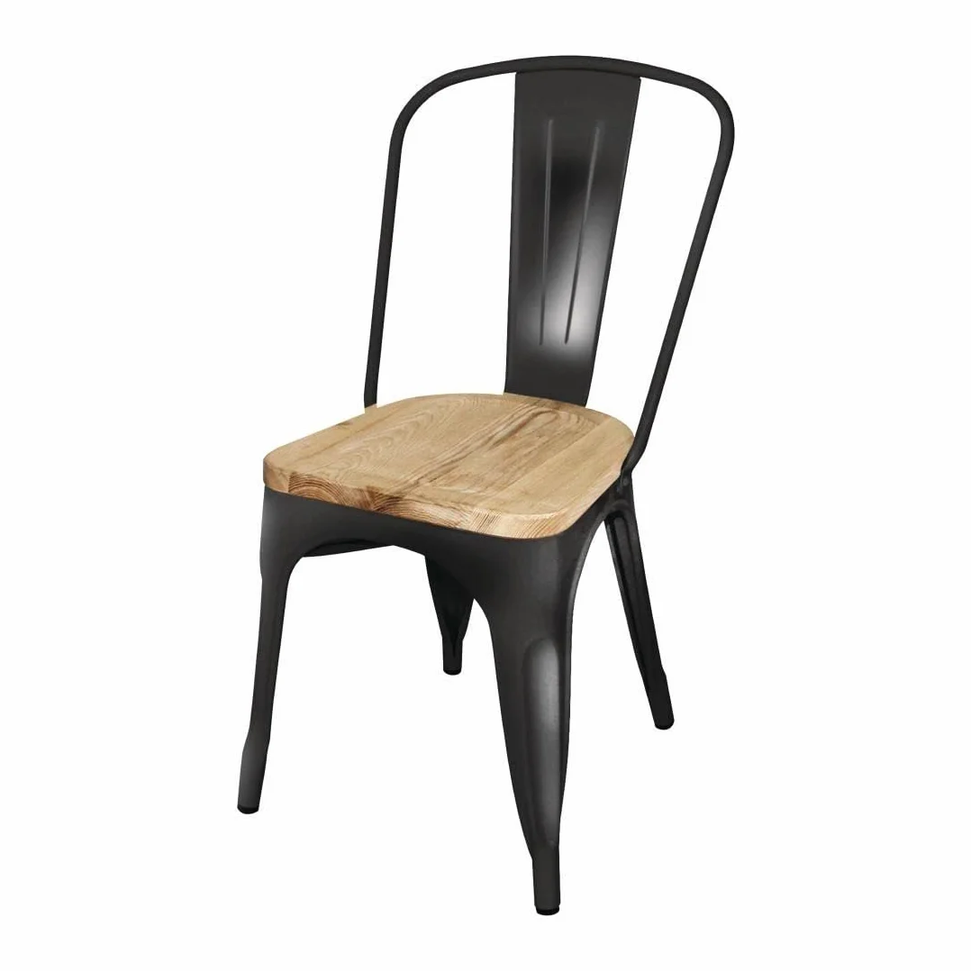 Bolero gg707 acero laterales de comedor sillas con asiento de madera Pad, Negro (Pack de 4)