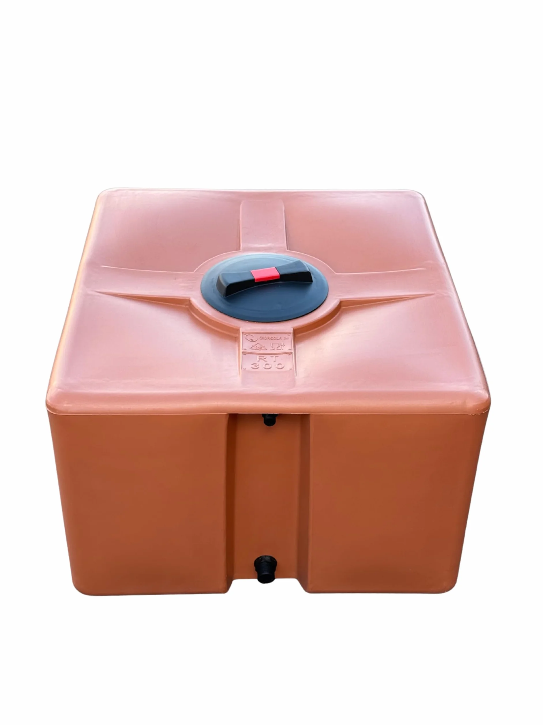 Depósito de Polietileno Certificado para Agua Potable paralelepípedo Rectangular bajo Mod. 300 litros Color Terracota Made in Italy