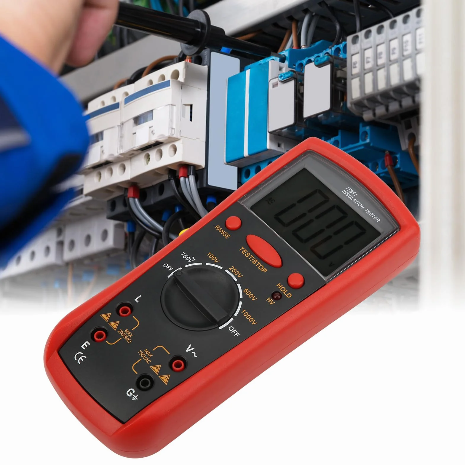 Tester de Resistencia de Aislamiento IT811, Medidor con Medidores de Pantalla LCD MEGOHM Herramientas Eléctricas Mediendo el Dispositivo de Medición