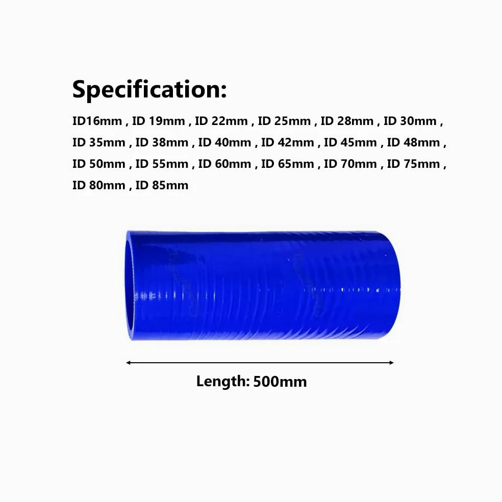 Manguera De Refrigerante De Silicona Azul (DI 16-85 Mm, 500 Mm) - Reforzada Multicapa, Con 2 Abrazaderas, Compatible Con La Mayoría De Los Vehículos(ID 80mm)