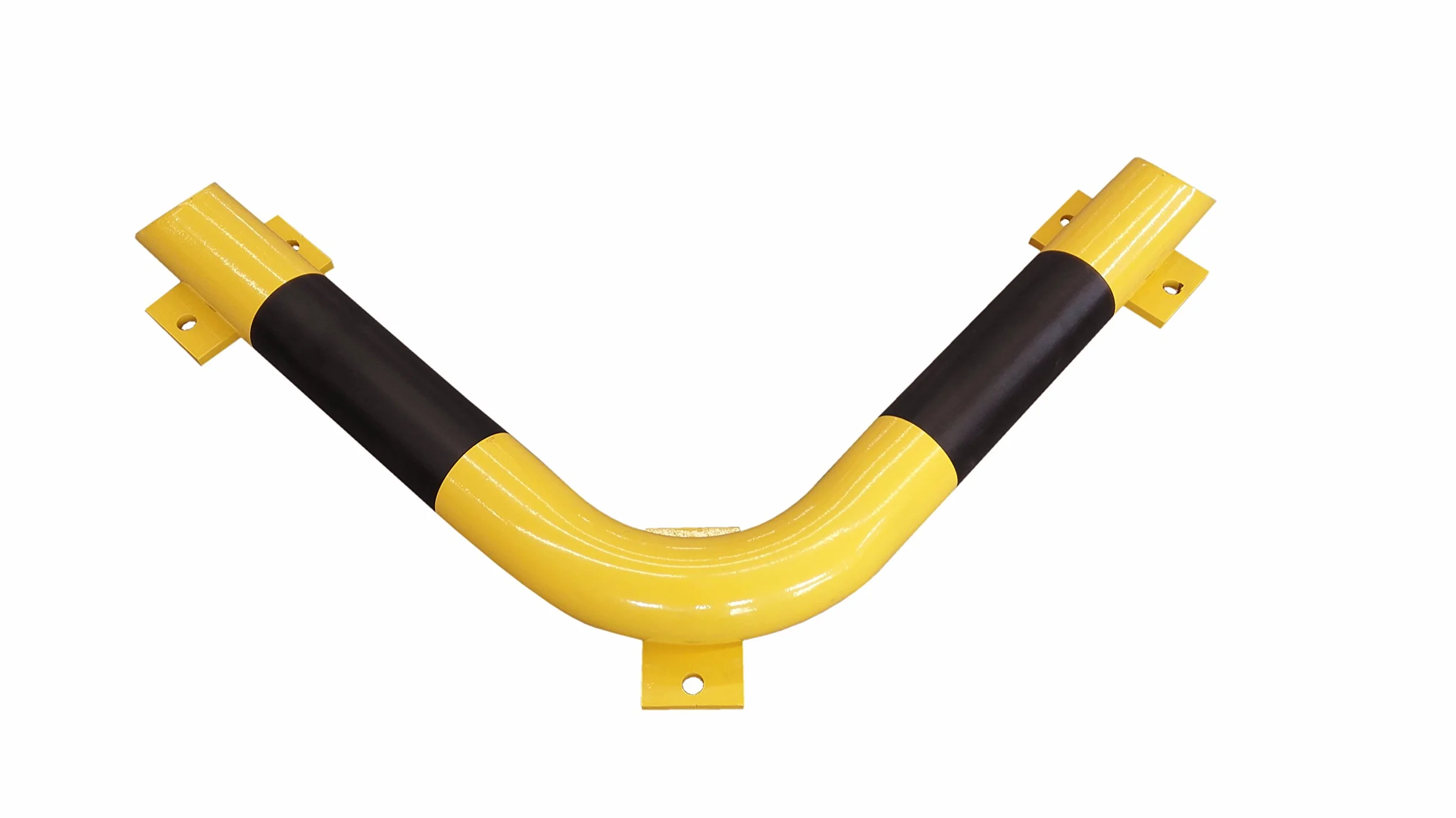 Barra parachoques 1A-Safety RSBA-ECK, en forma de ángulo, diámetro 76 mm, acero de calidad, largo x ancho: 638 mm x 638 mm, amarillo / negro