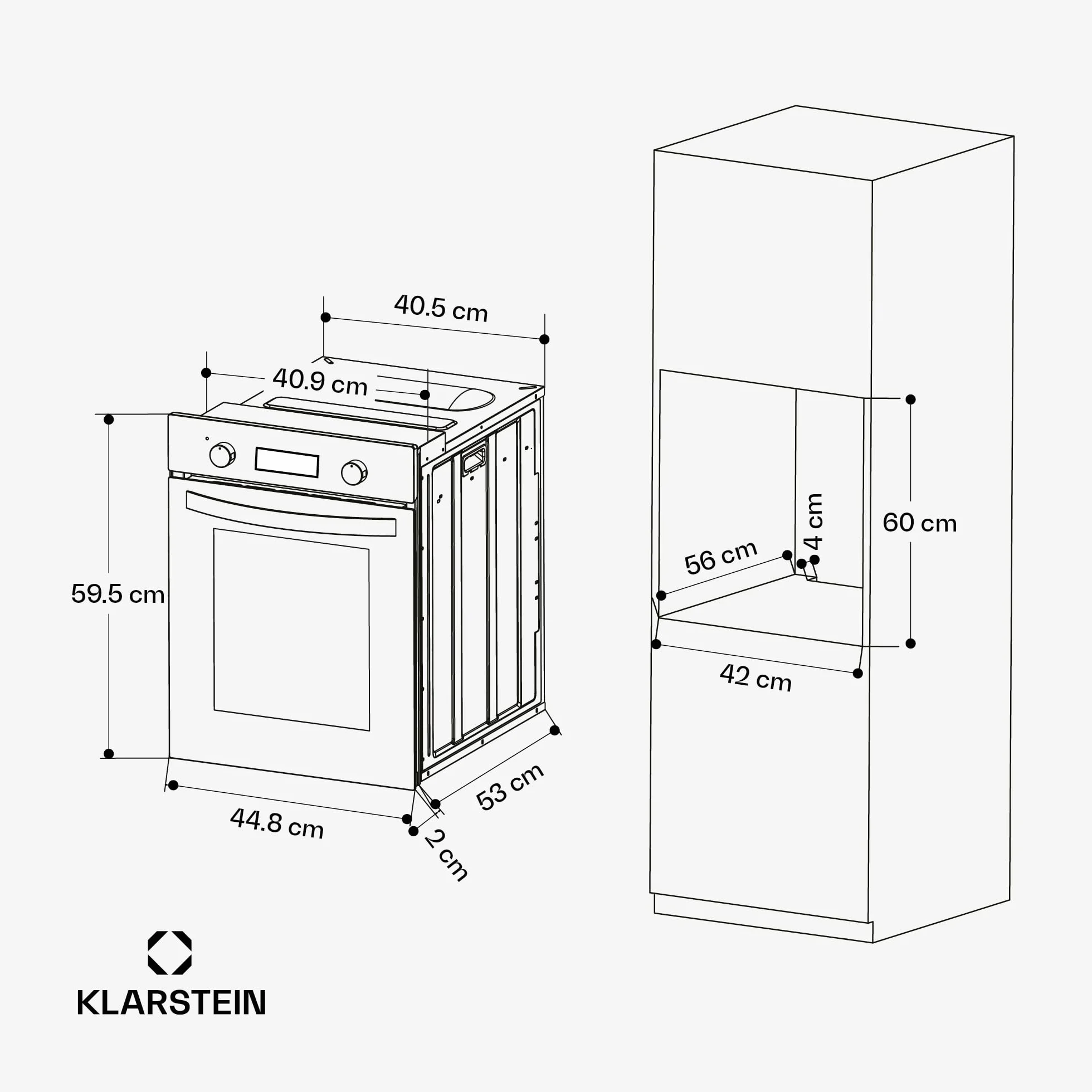 Klarstein Elizabeth Slim Horno Eléctrico Empotrable 49 L 9 Funciones Limpieza A Vapor Grill Ventilado Negro 45 cm