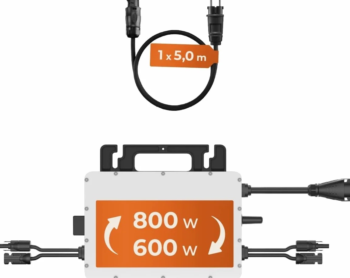 Hoymiles HMS-800W-2T Inversor Micro con WiFi Integrado para Estación de Energía de Balcón (Tasa de Control: 0% Según el artículo 12 párrafo 3 UStG)