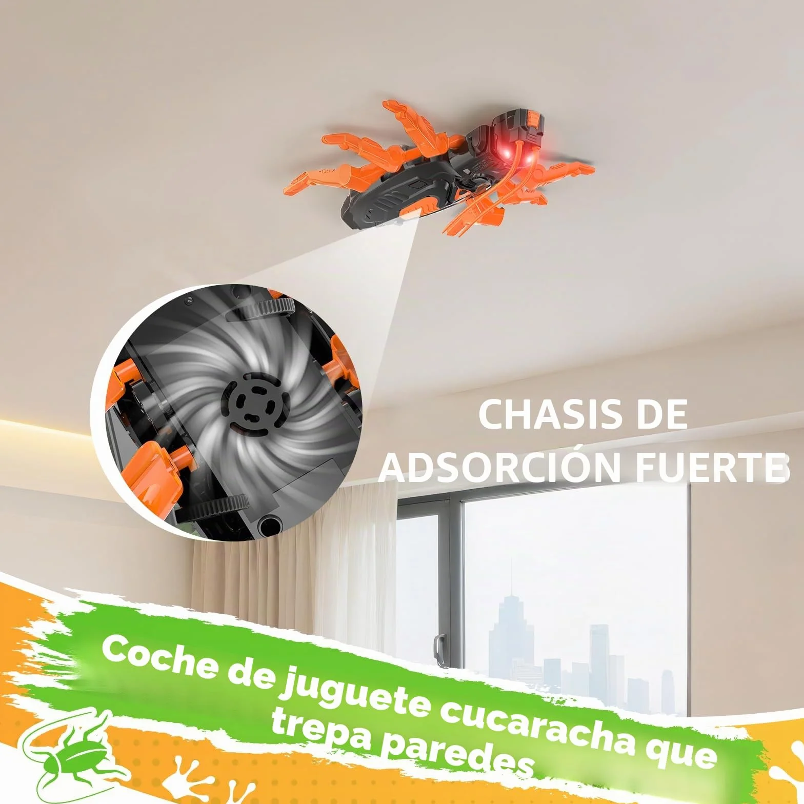 Gerbala Cucaracha Teledirigido Robot Juguetes, Arrastrándose por Paredes y Techos, Ojos LED Brillantes, Regalo para Niños 3+ Años