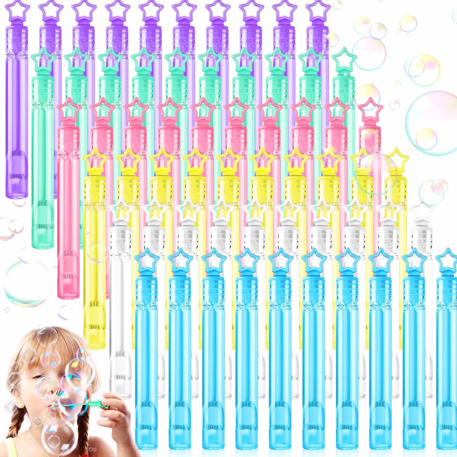 Mini Pompas de Jabón 60 Pcs, Varitas de Burbujas para Niños, 6 Colores