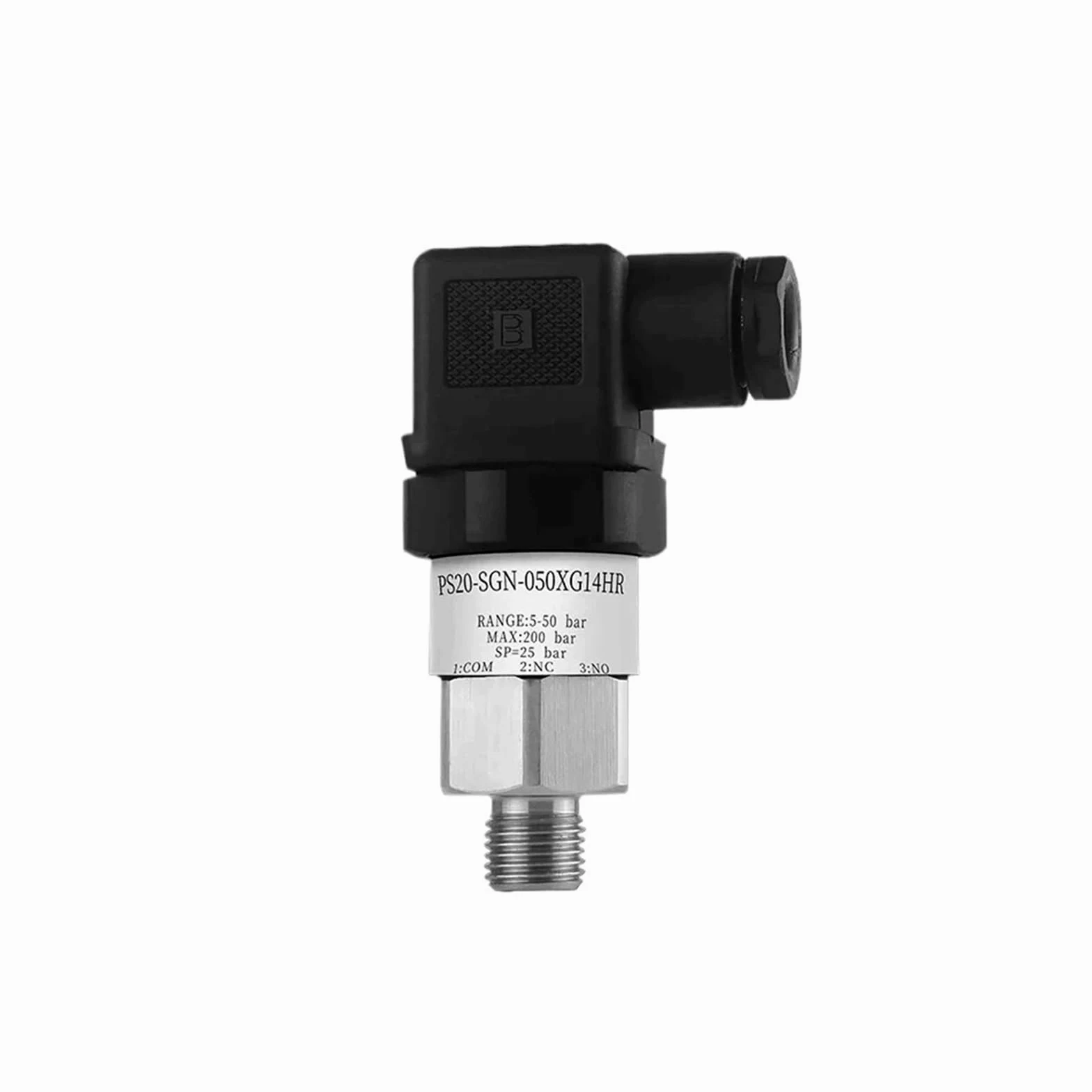 Interruptor de presión Ajustable mecánico 0-200bar 300bar Control de presión de pistón de diafragma de Acero Inoxidable estándar for Agua de Aceite(Black,0-150bar)