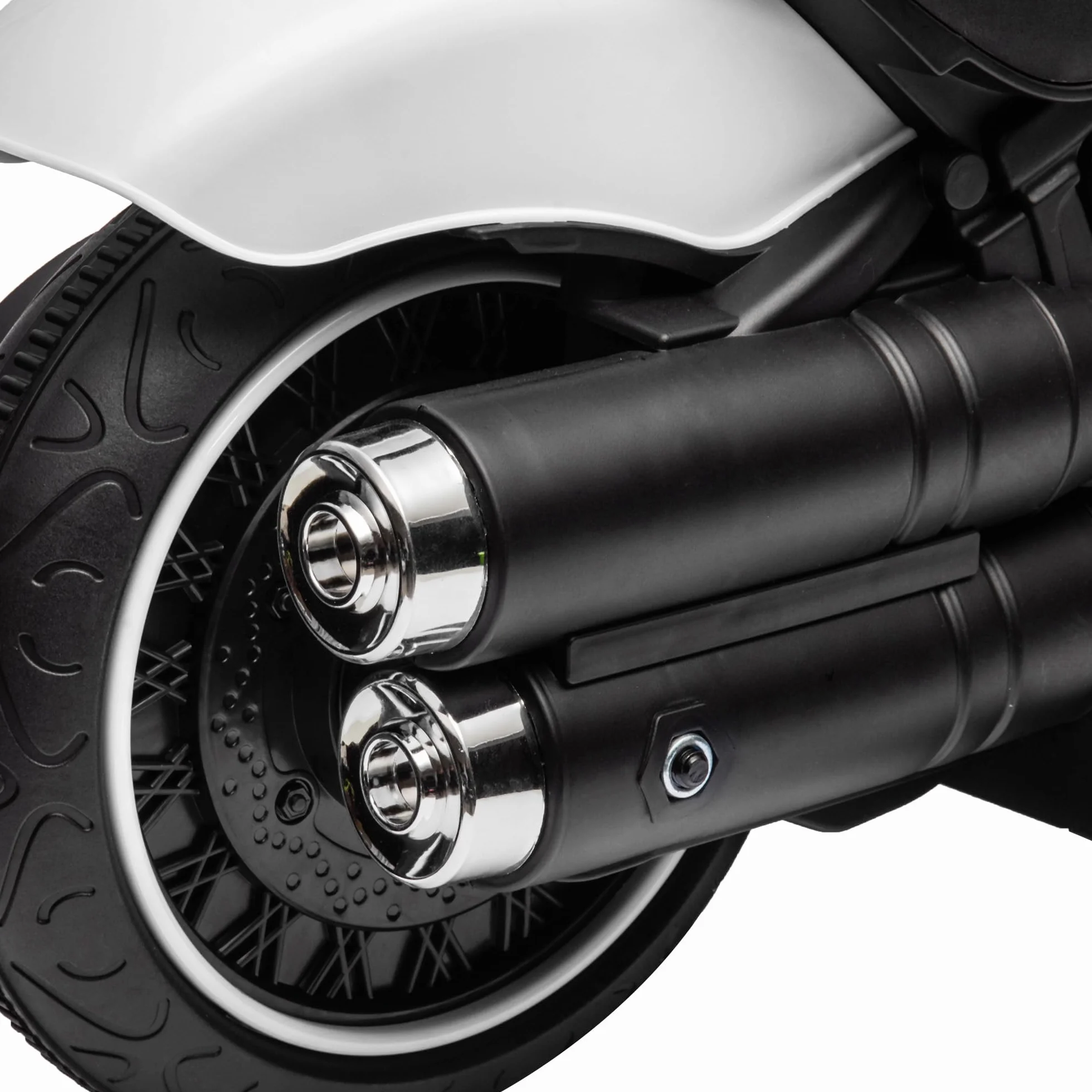 HOMCOM Moto Eléctrica para Niños 18-36 Meses, Batería 6V, Faro, Ruedas Auxiliares, Carga 25 kg, Blanco