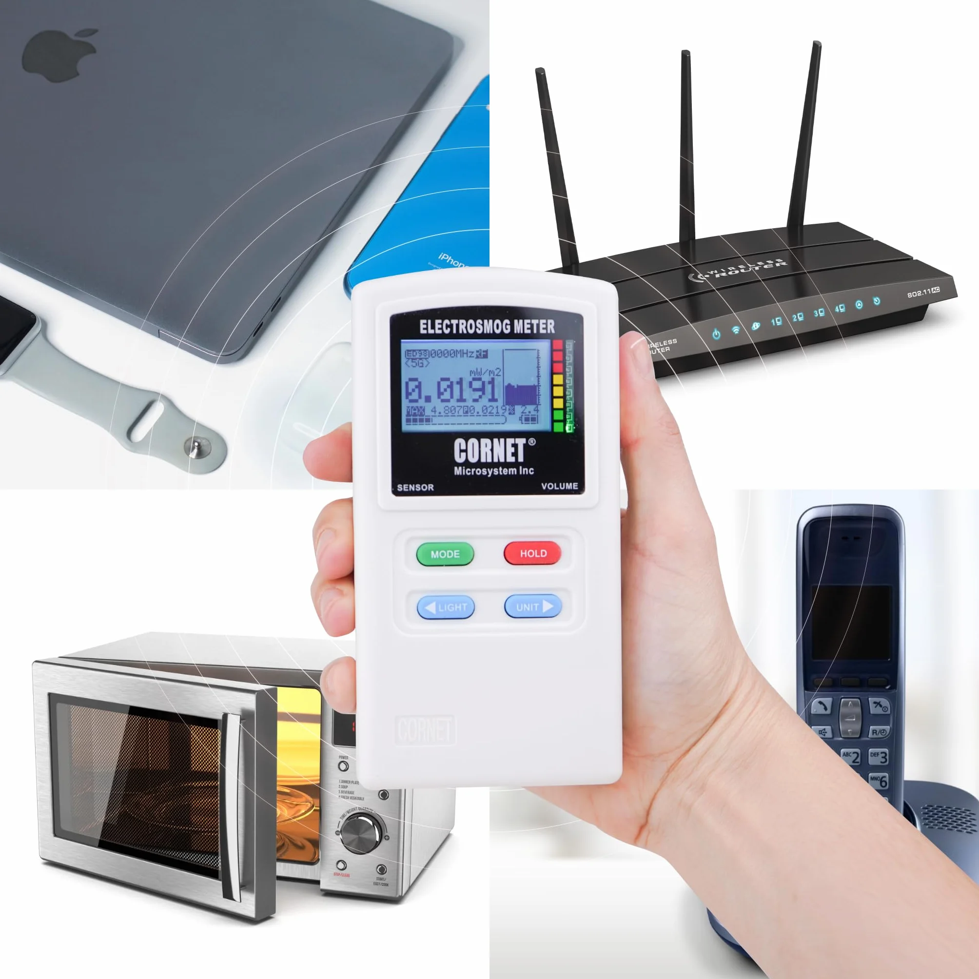 EMRSS Cornet ED88T Plus 5G, última versión, medidor trimodal: alta/baja frecuencia, electrosmog, medidor de intensidad de campo, con magnetómetro integrado
