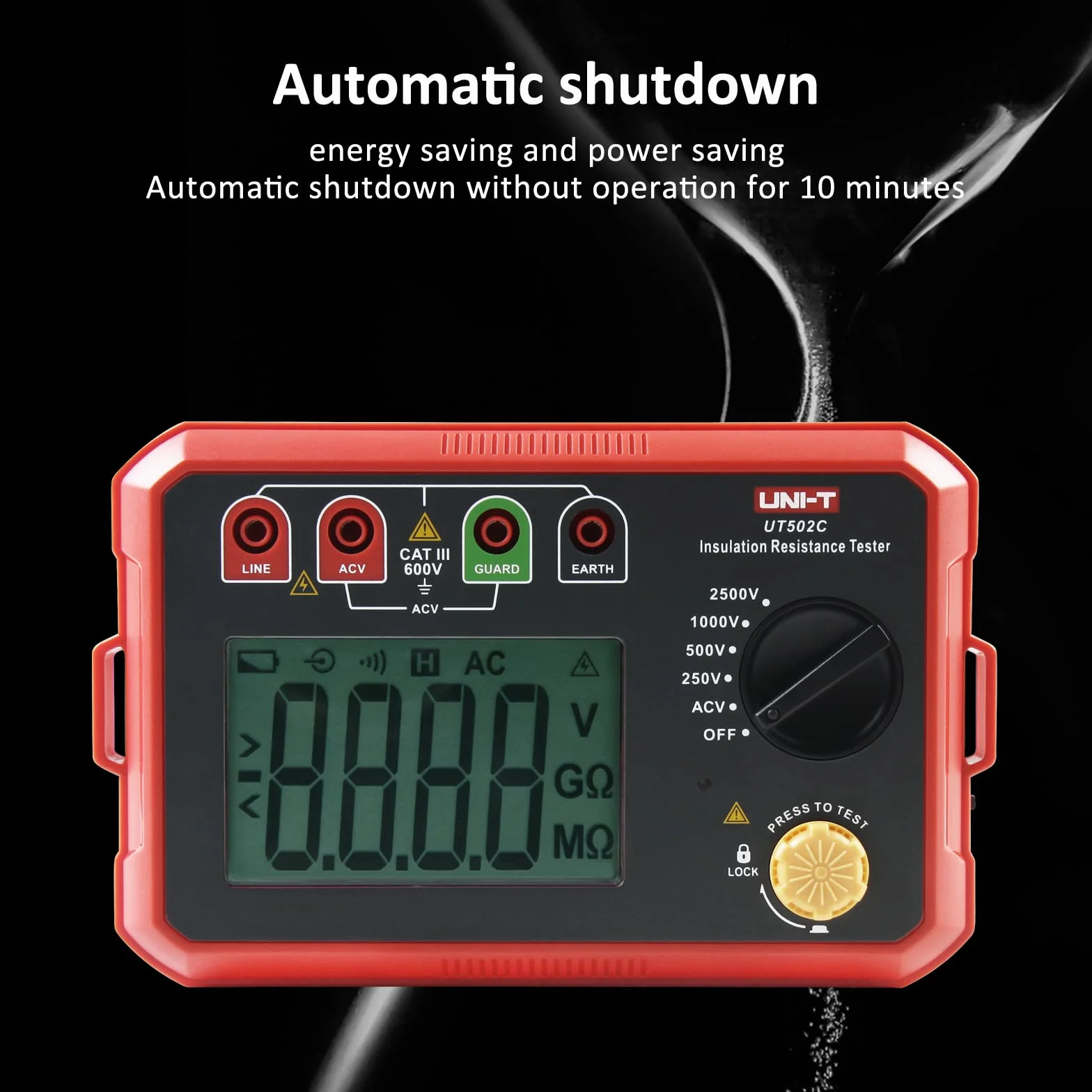 UNI-T UT502C - Medidor de aislamiento (2500 V, 20,0 GΩ, medidor de aislamiento, megohmímetro digital, con luz de fondo)