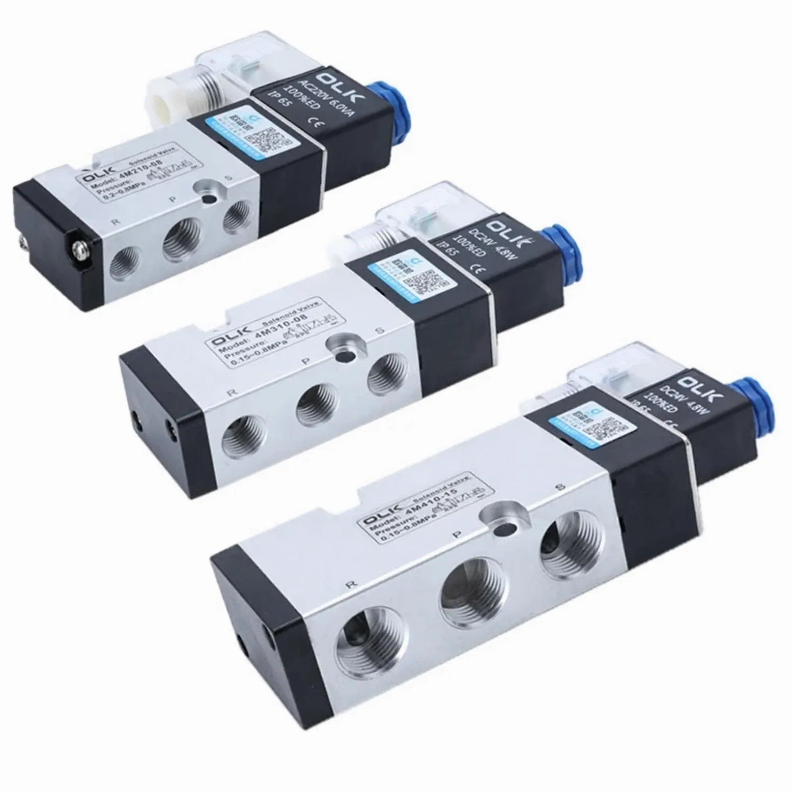 4M210-08 4M310-08 4M410-10 Válvula solenoide eléctrica neumática de Cinco vías, 2 Posiciones, 3 Puertos, Control de válvula de Aire electromagnética.(4m210-08 Pc10-02,AC24V)