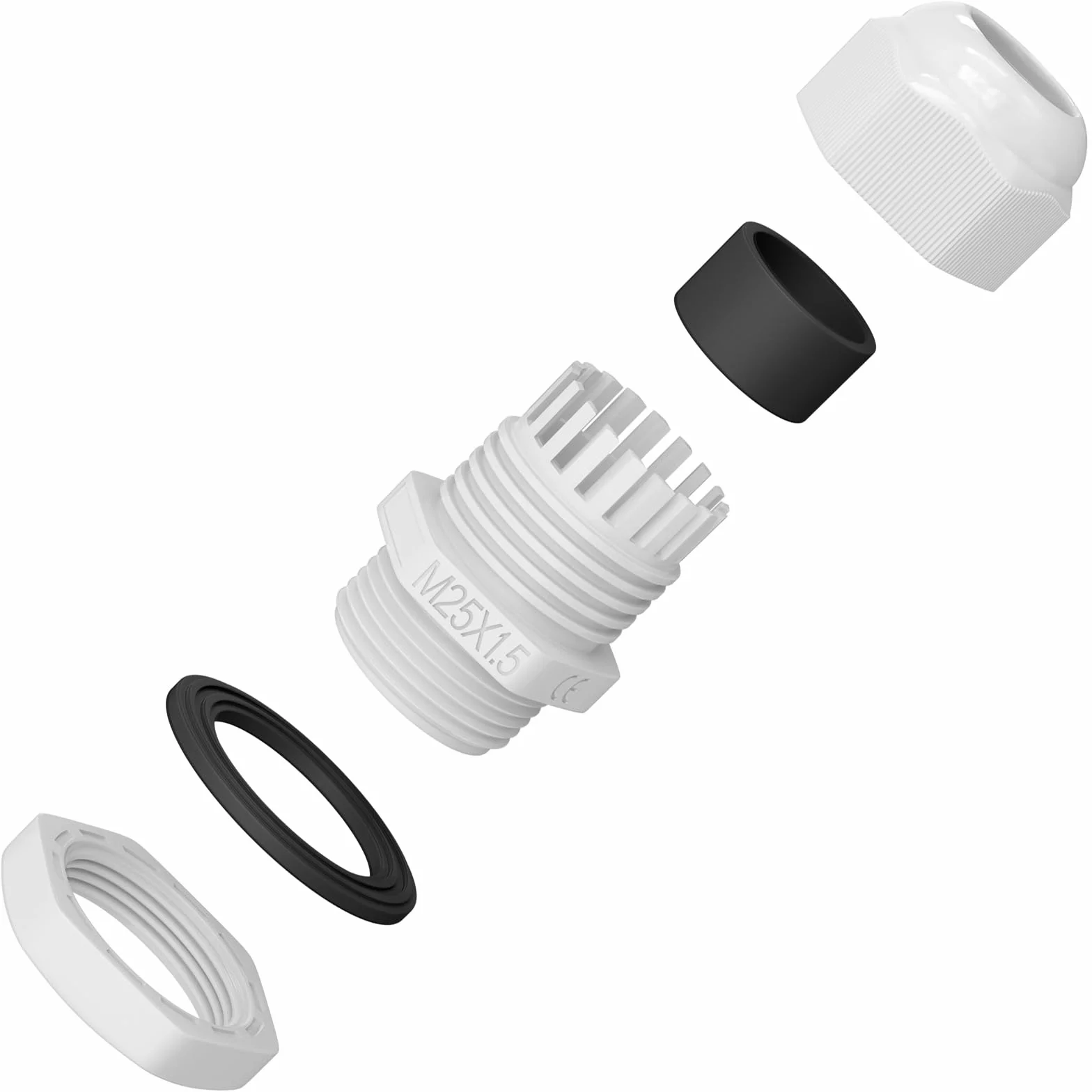 Prensaestopa M25 IP68 11-15 mm Resistente UV Retardante Llama Blanco