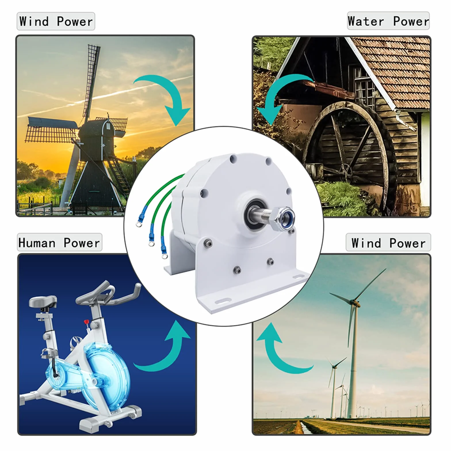 Generador De Magnet Permanente Permanente De 12000W Sin Engranaje, 12V 24V 48V 220V Generadores De Alternadores De CA De Baja Velocidad Con Uso Base Para Turbina De Viento Turbina (Blanco)