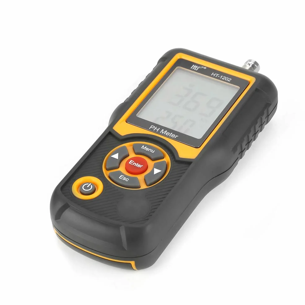HT-1202 pHmetro,Mini PH Metro Electrónico Digital Profesional - con alta precisión de medición y con grandes pantallas LCD muestran simultáneamente PH o mV y temperatura