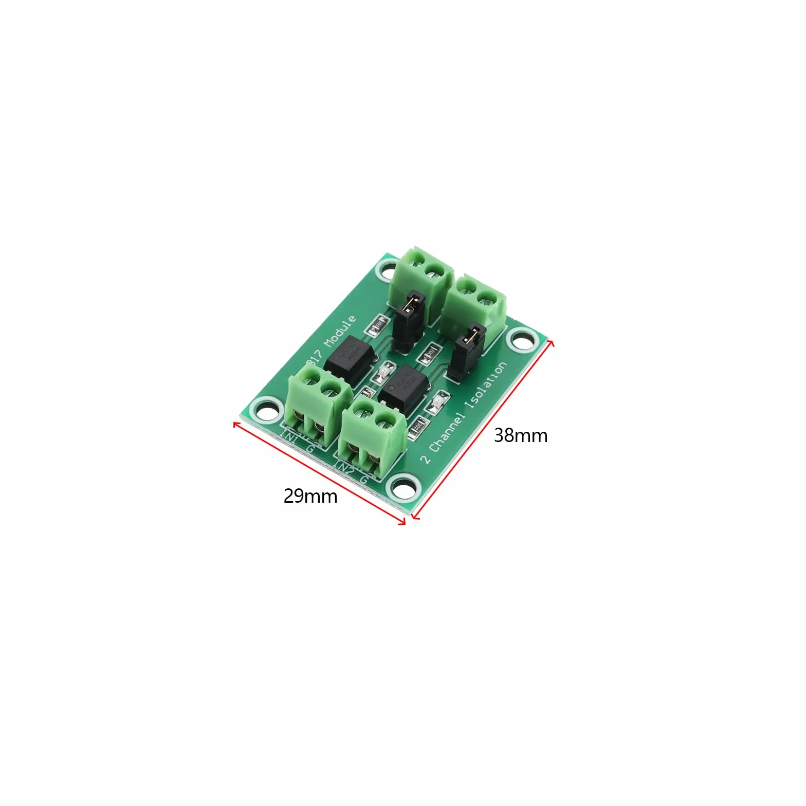 Create idea Módulo de conmutación de control de voltaje de aislamiento de voltaje de 2 canales 817 817 de 3,6 a 24 V, módulo aislado fotoeléctrico de 38 x 29 mm