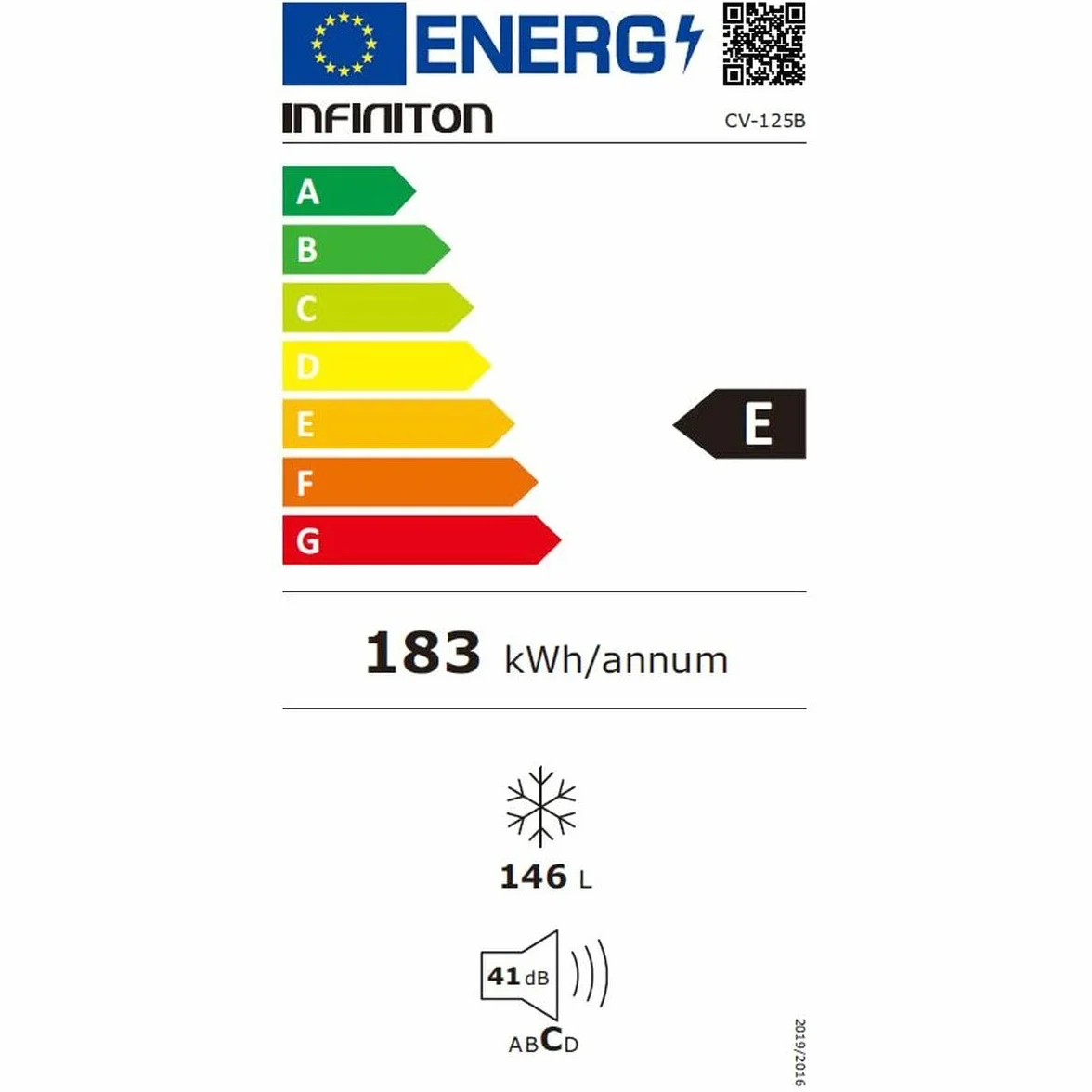 CONGELADOR VERTICAL INFINITON CV-125B BLANCO 140 L 125 cm A++ 5 Cajones