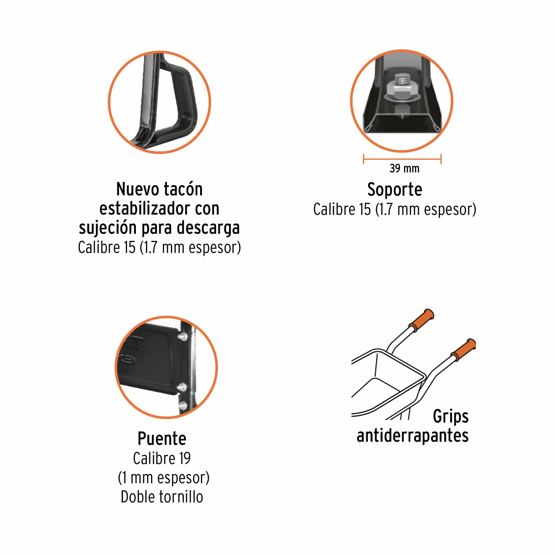 Truper CAT-60PL Carretilla de plástico, 1,8 m, ruedas knobby, 40,6 x 10,2 cm