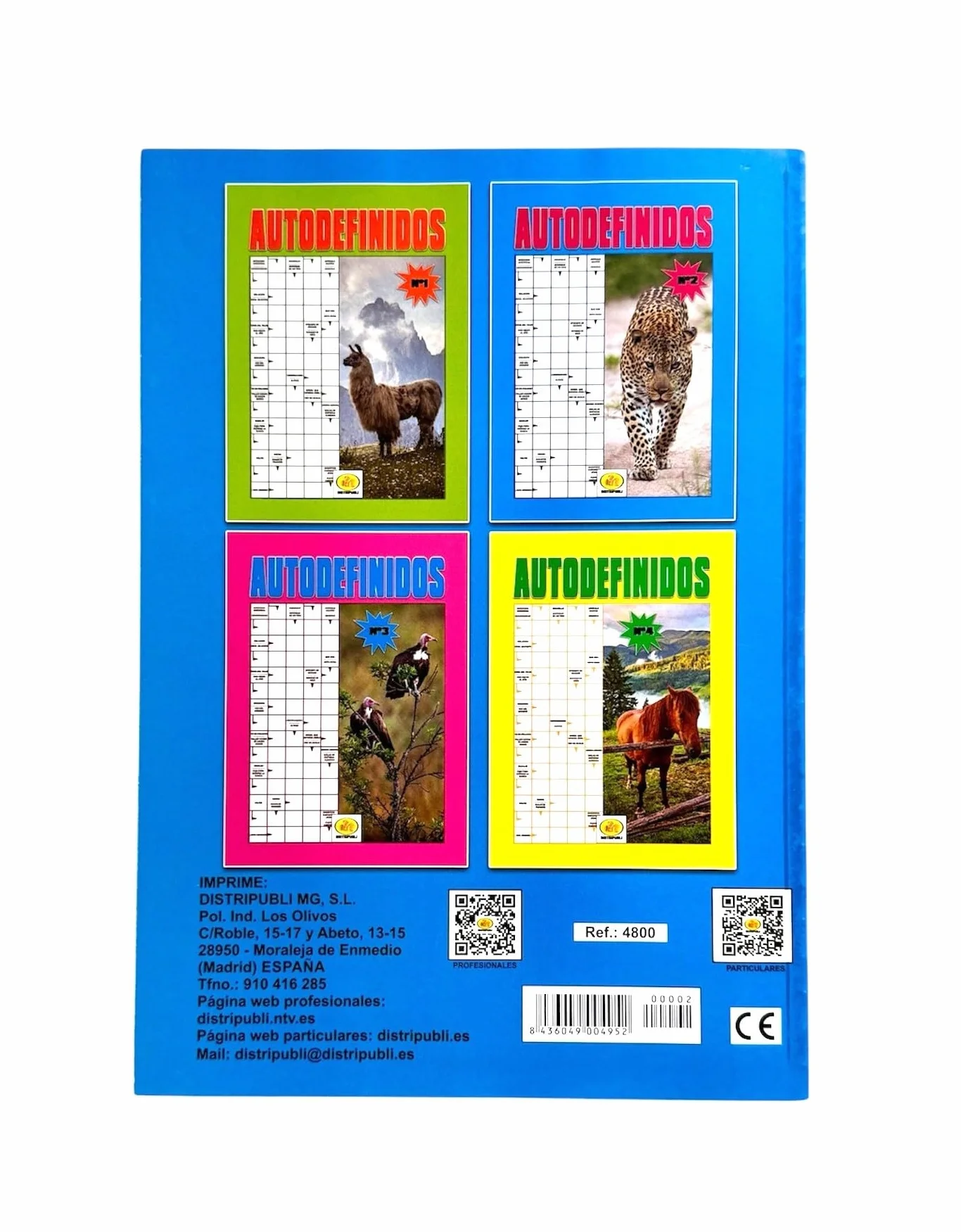 4 Libros Pasatiempos Autodefinidos Letra Grande en Español para Adultos Mayores Blanco y Negro