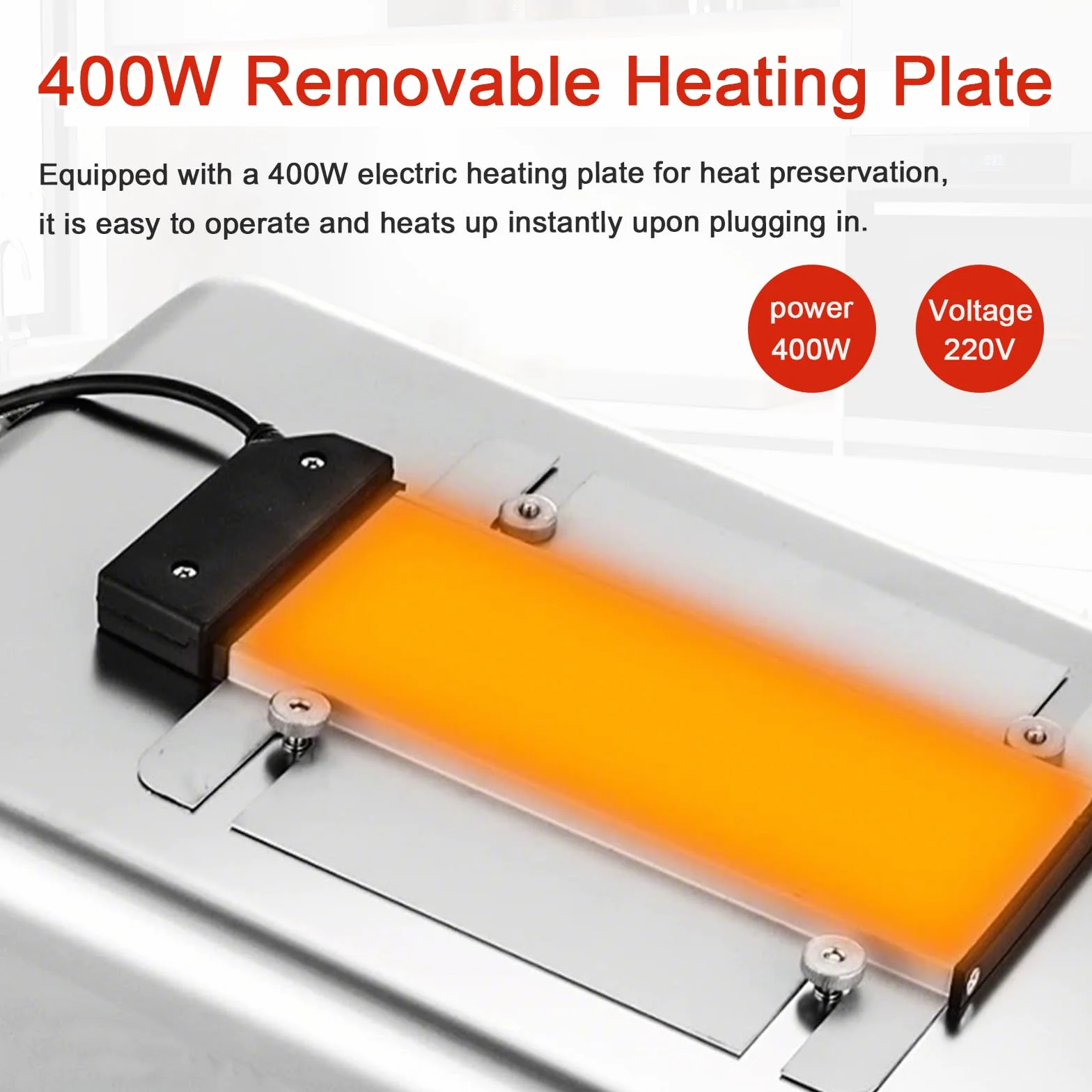 Calentador de Buffet Eléctrico 9L Acero Inoxidable con Tapa Visible y Toque Inteligente