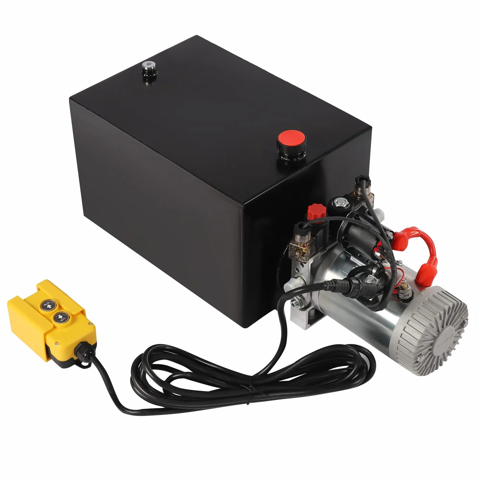 Bomba hidráulica de 12 V CC, 3 kW, agregado de bomba eléctrica, depósito de 18,9 L, motor de bomba de acero de 16 MPa, bomba de doble efecto para camión volquete, plataforma elevadora