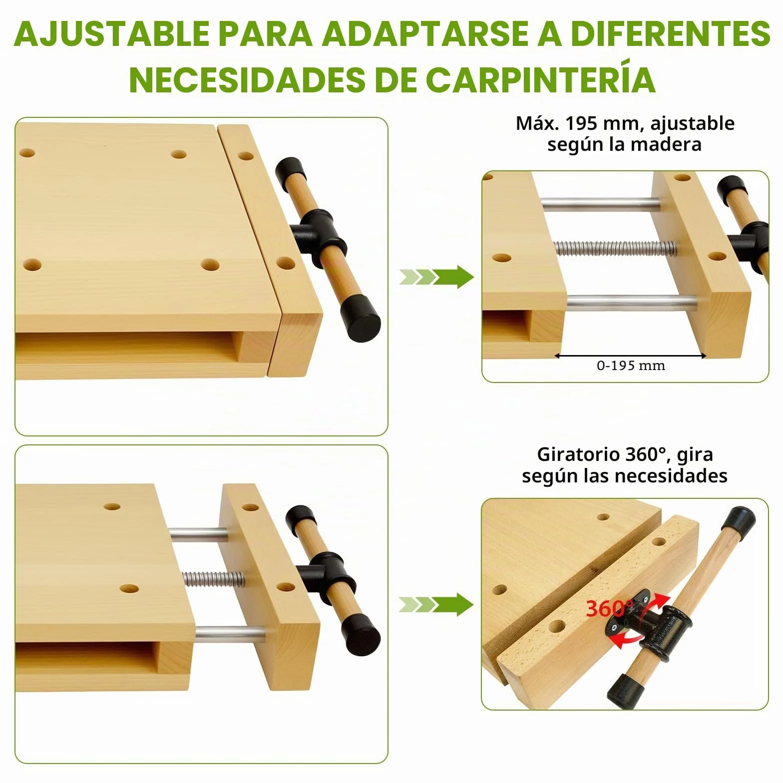 Banco de Trabajo Portátil 46,5×28×7 cm Mesa Carpintería Taller Móvil Torno Madera Tornillo de Banco