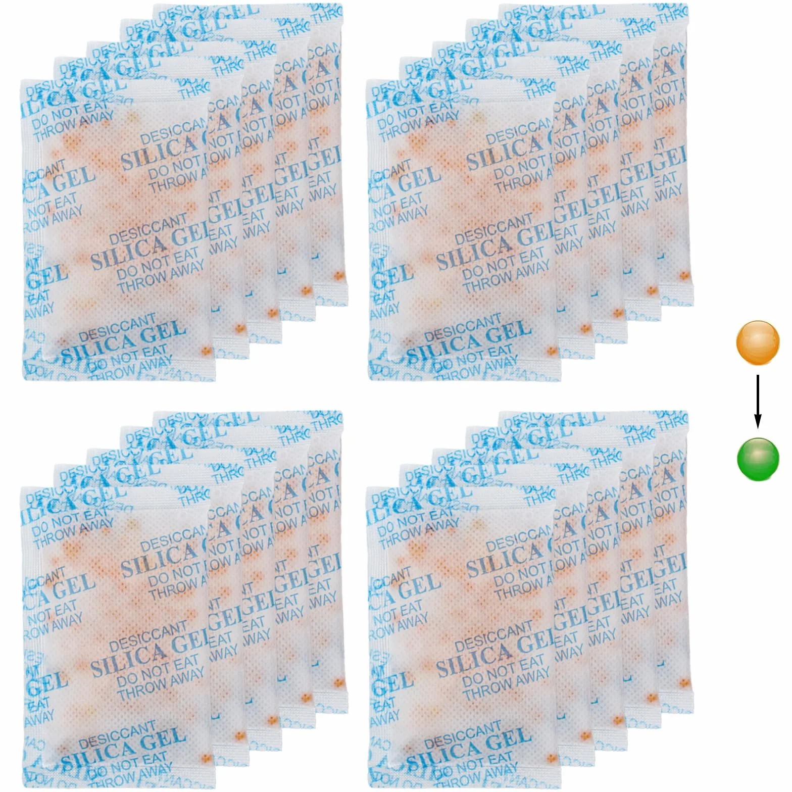 Sobres Sílica Gel Deshumidificadores Absorbentes Humedad 10g x20 Paquetes con Indicador para Secadora Armarios Cajones