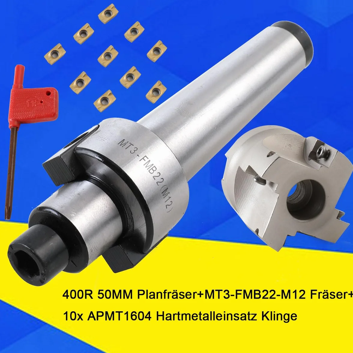Soporte para fresa de planos MT3-FMB22-M12 400R-50-22, juego de corte CNC APMT1604