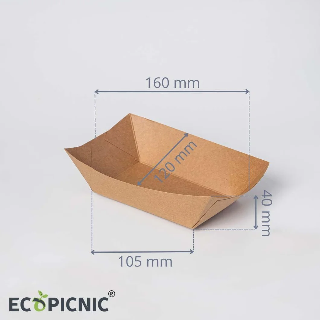 Barquetas de Papel 1000 Unidades 350 ml | Bandejas Desechables de cartón para Alimentos, Ideales para Patatas Fritas, Aperitivos, y Comida para Llevar