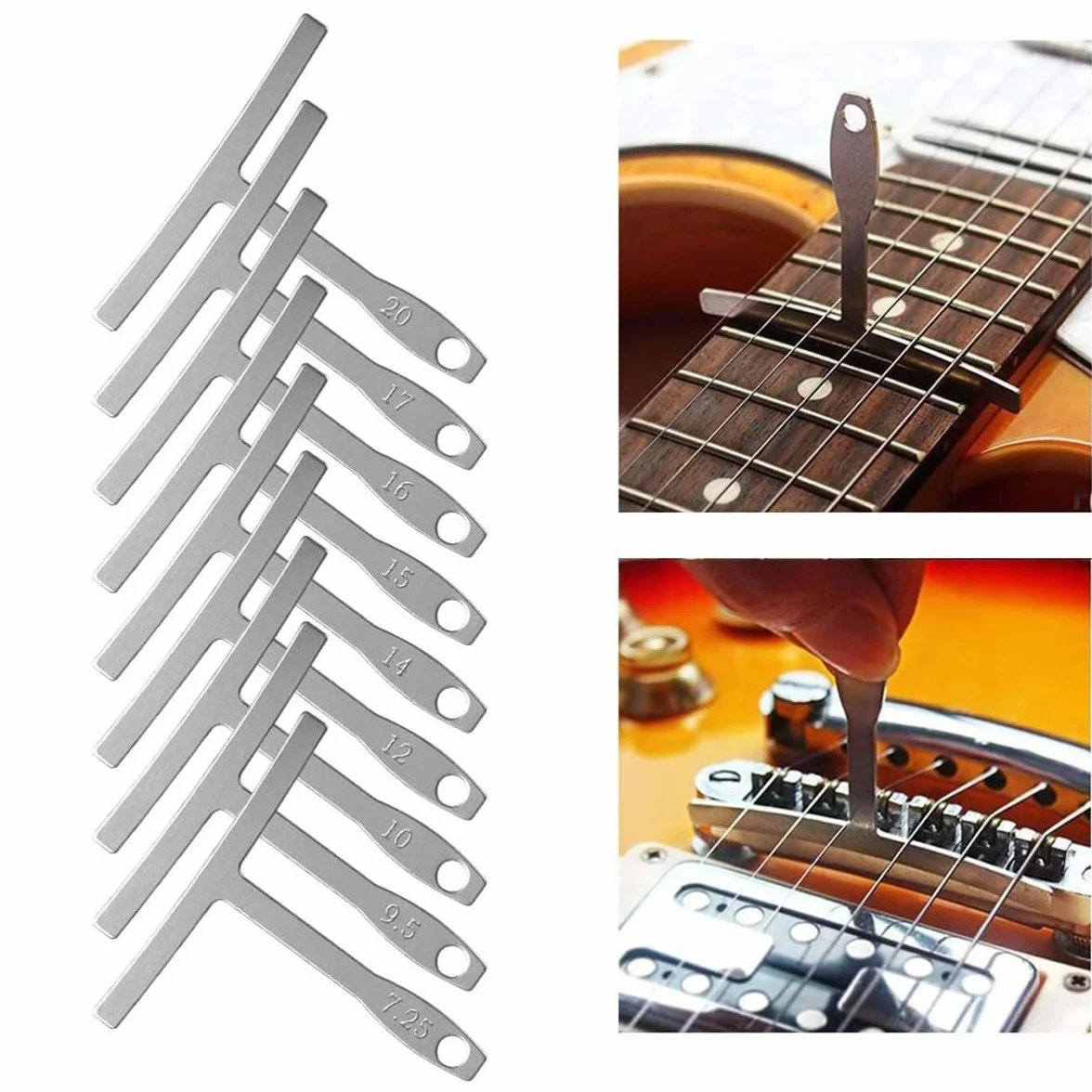 Medidor de Radio de Precisión, Calibre para Guitarra Bajo, Herramienta Luthier, 9 Piezas