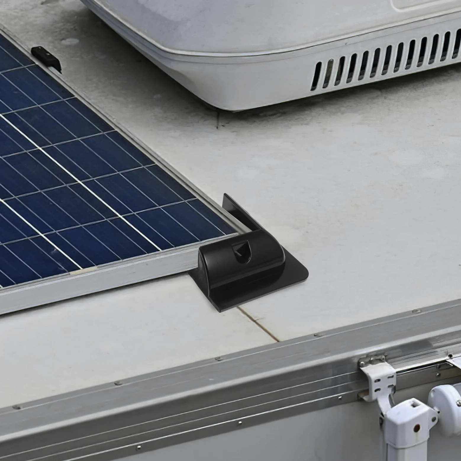 Soporte para Panel Solar Rv sin Taladro Montaje Fácil con Estructura Ventilada Resistente y Seguro Kit para Caravanas y Color Negro