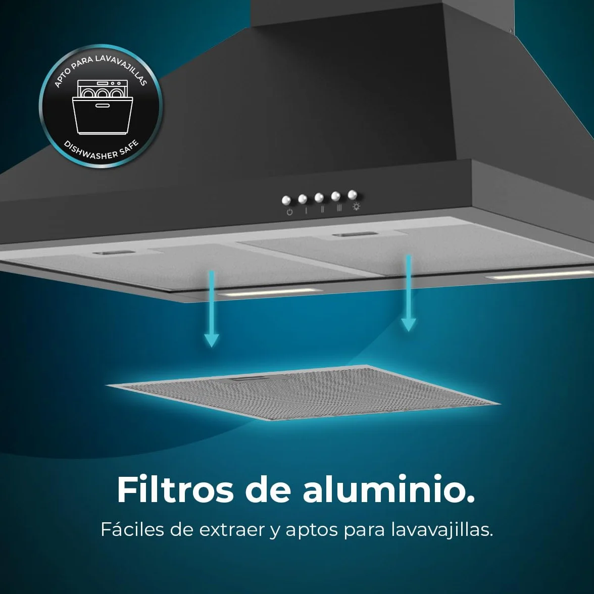 Cecotec Campana Extractora 60 cm Piramidal Bolero Flux PM 606500 Black 165W Inox 650m3/h