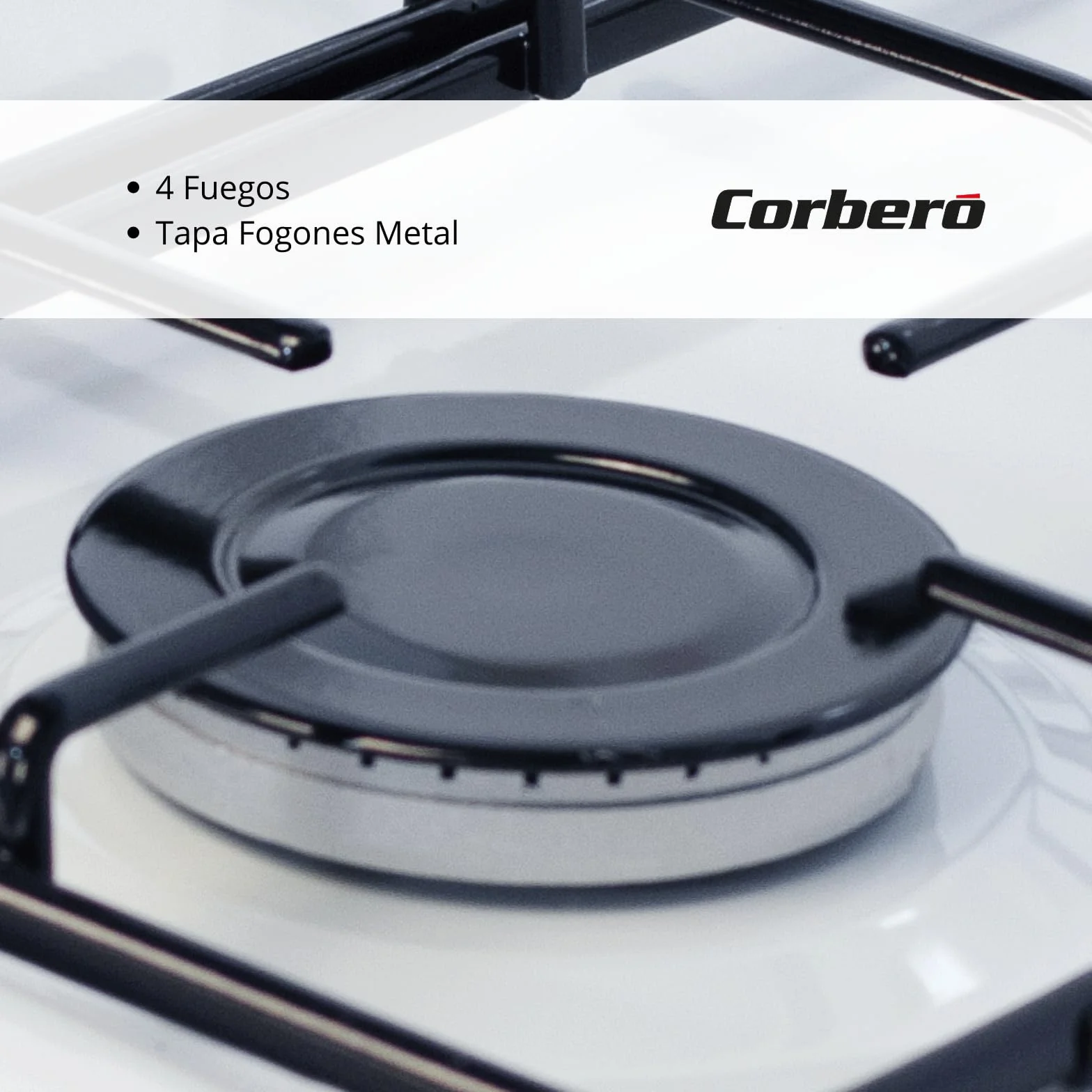 Corberó Cocina Plus 50cm 4 Fuegos Gas Butano Horno 43L Blanco