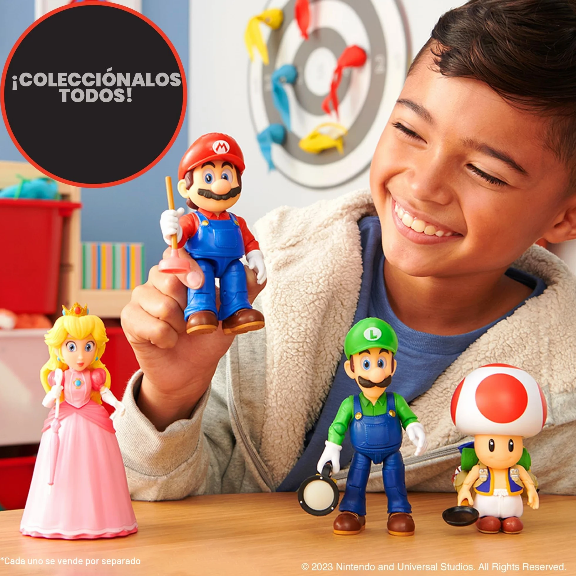 Nintendo Super Mario Figura Toad 13 cm Articulada 9 Puntos de Articulación Juguete Niños 3 Años+