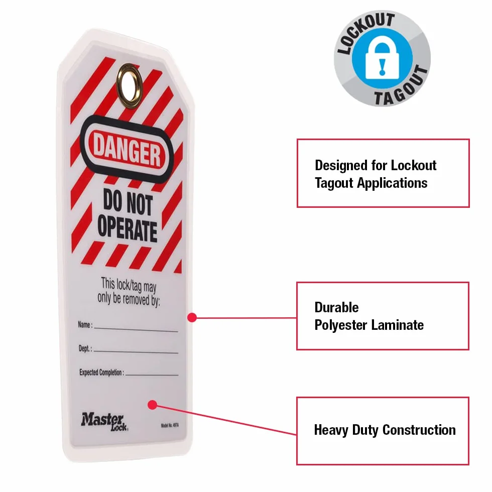 Master Lock 497A Etiqueta de Seguridad "Do not Operate" Bloqueo Eléctrico Mecánico, Paquete de 12