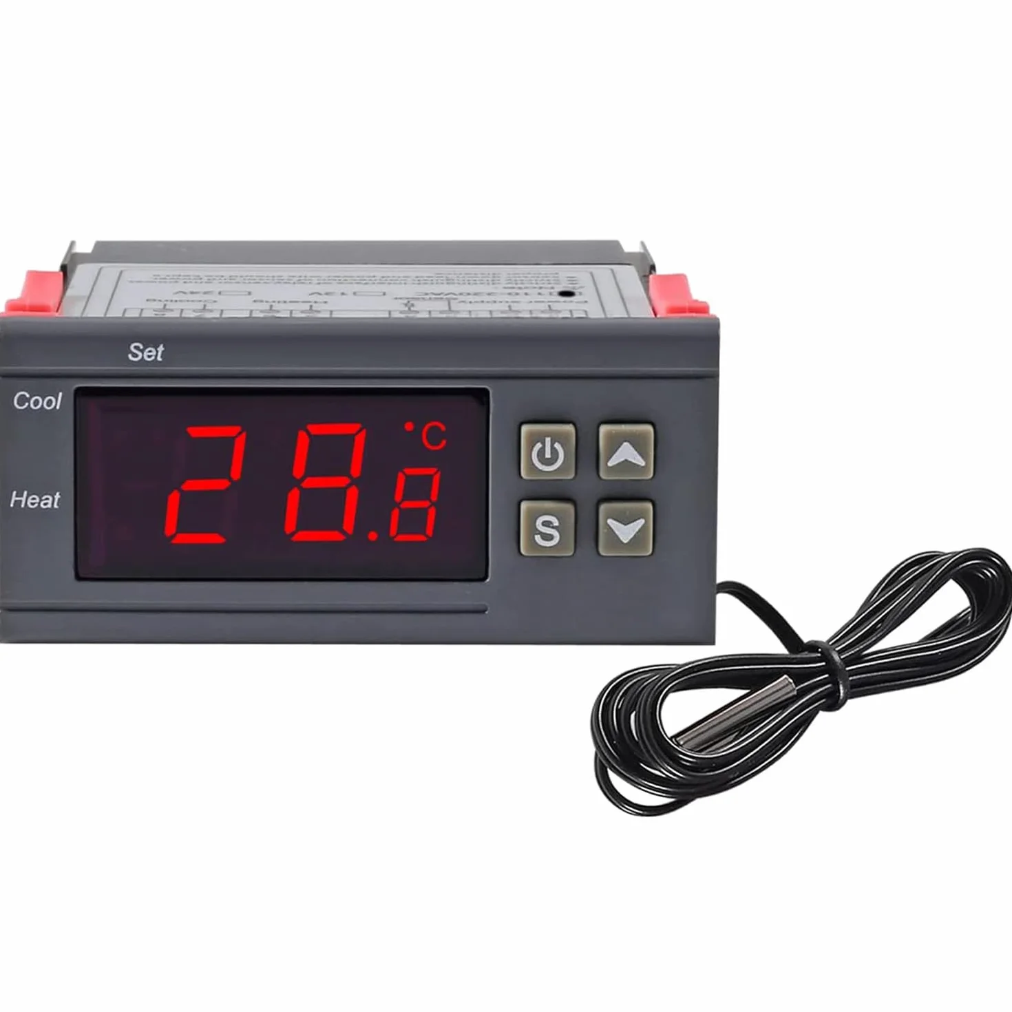 Greluma Termostato Digital AC 110V-220V 10A Pantalla LED Controlador de Temperatura con Sonda NTC 10K