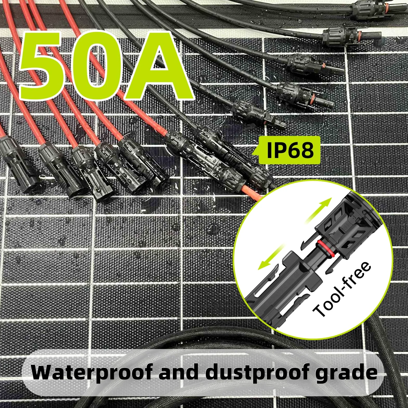 Conectores solares para 6 paneles solares, conectores de panel solar sin herramientas, divisor solar de 3.3 pies, adaptador paralelo de rama impermeable de 2 a 12 Y para cable de extensión