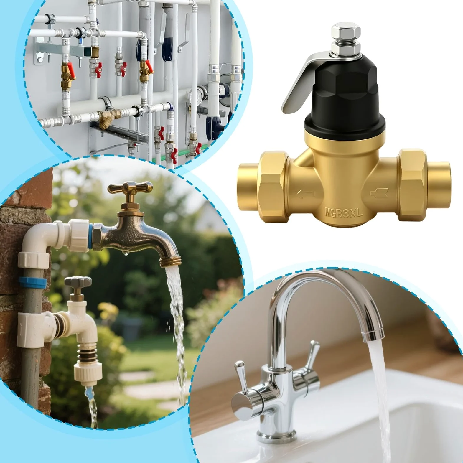 Válvula Reductora Presión Agua Válvula De Repuesto Para Manguera Grifo 20 | Regulador Presión Agua Para Para AutoRiego Hogar Industria Jardín Residencial Comercial