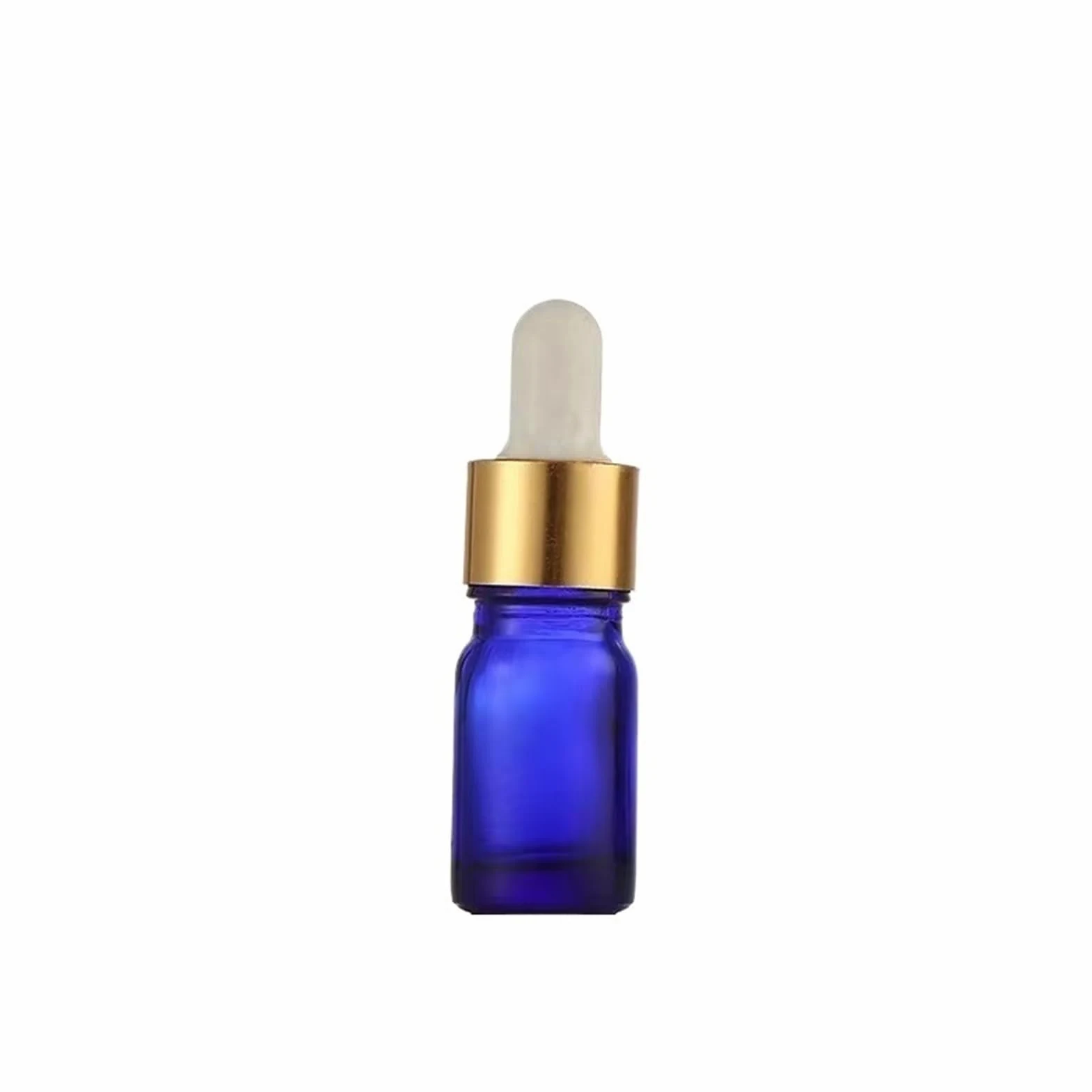 10 unids/lote de 5ml a 100ml, botella de aceite refinado de vidrio redondo azul de laboratorio con goteros de vidrio, círculo dorado for experimentos escolares(100ml)