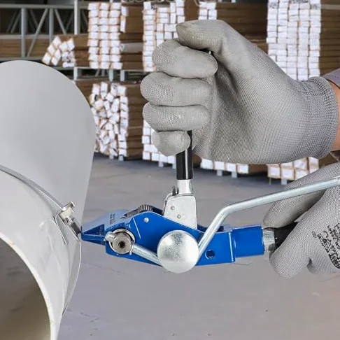 Herramienta manual de prensa de correa de acero sin hebilla para flejar, sujetar y cortar, ideal para agrupar cables, tuberías y carteles