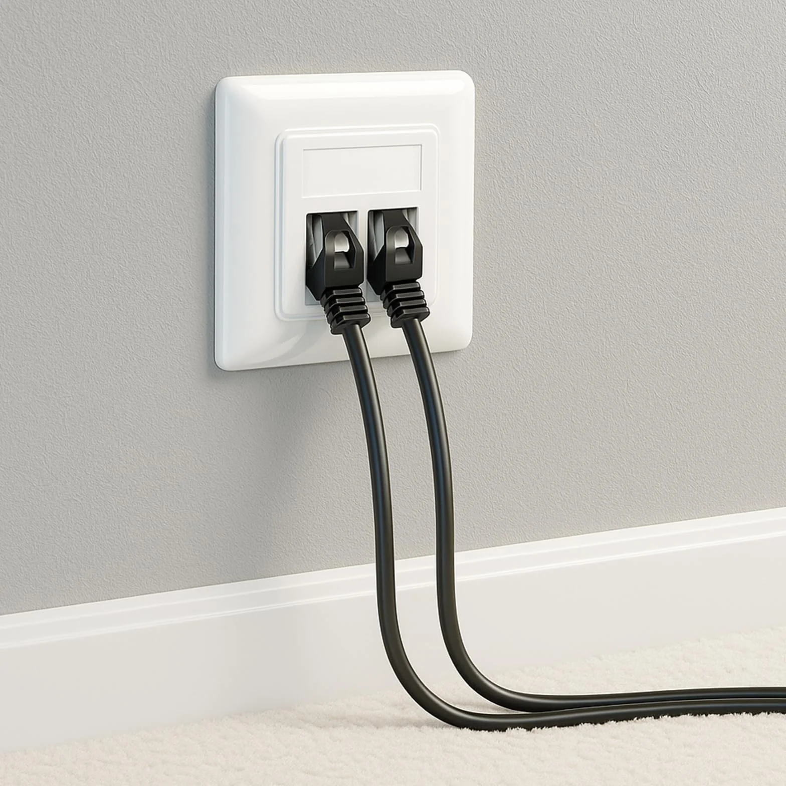Enchufe de Red CAT 7 2 Puertos Empotrado con Keystone Jack RJ45 Toma LAN Ethernet 10Gbit/s