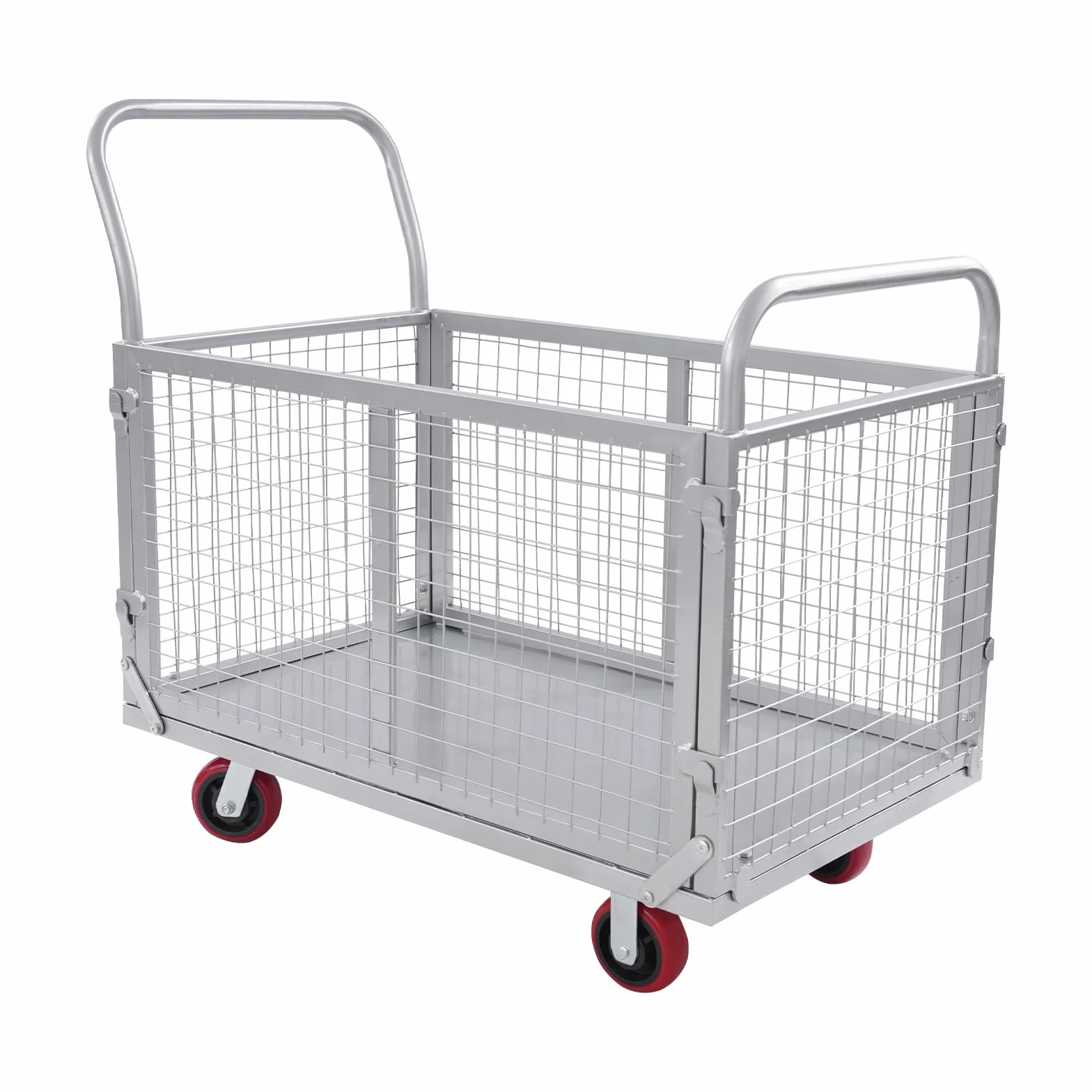 Carro plegable con ruedas, 100 x 60 x 94 cm, capacidad de carga 200 kg, color plateado