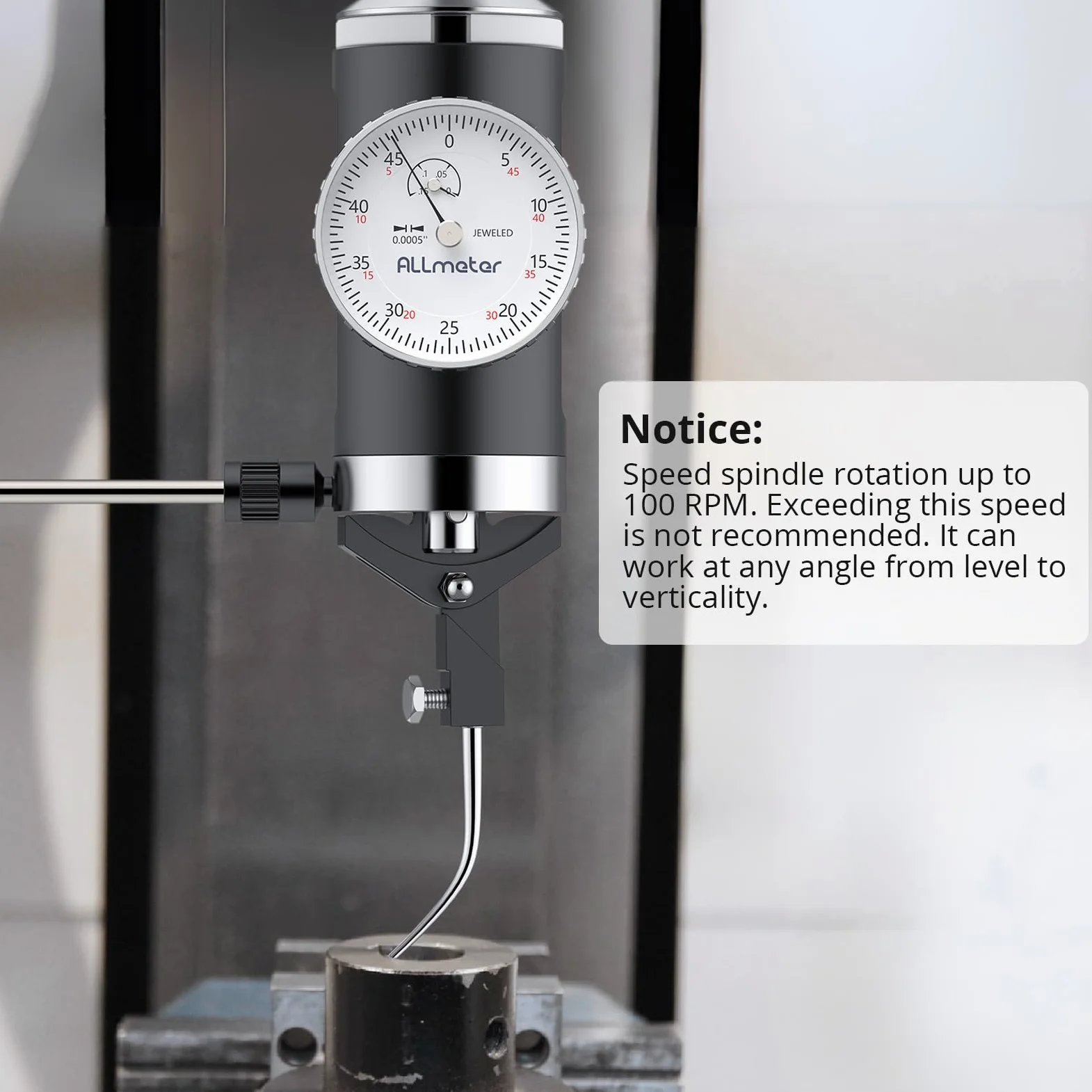 Indicador de prueba con esfera de centrado coaxial, rango de 0 a 0,4 cm con resolución de 0 cm, indicador coaxial para fresadoras y escariadoras, varilla de montaje de sujeción de 0,95 cm