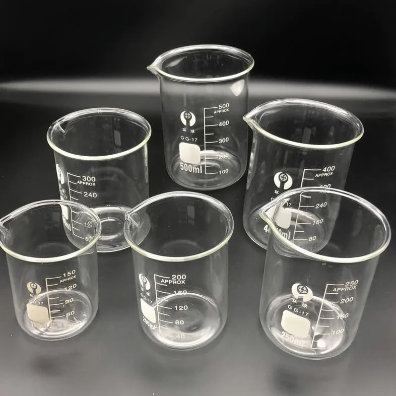 1 Juego de Vaso de Vidrio de Laboratorio borosilicato 3,3 Taza de Cocina de Vidrio de medición de Laboratorio(Set 3)