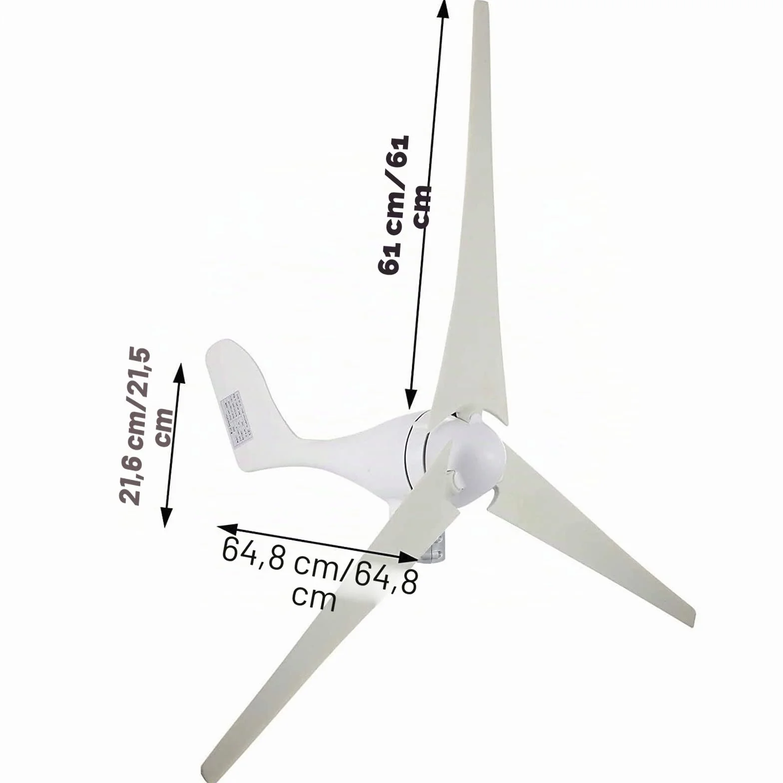 VEVOR Generador de Turbina de Viento 400 W 12 V Turbina de Viento con 3 Palas Velocidad Nominal de 800 r/min Aerogenerador de Controlador de Carga DC 12 V con Cojinetes Dobles para Carreteras y Barcos