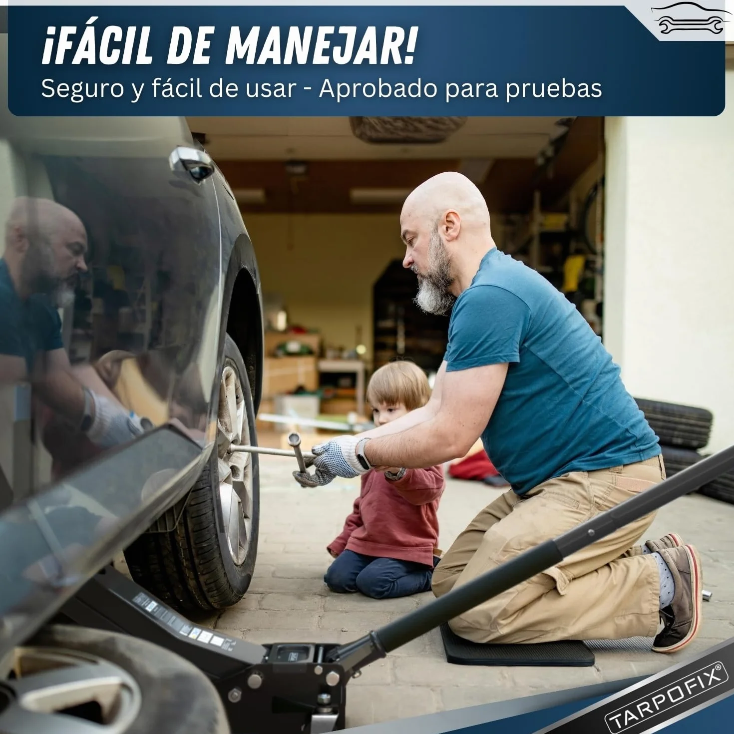 Tarpofix® Gato Hidraulico para Coche 3T — Gato Hidráulico Tipo Carretilla 3000 Kg, 85–475 Mm De Elevación, Doble Cilindro, Perfil Bajo para SUV Y Coches Bajos
